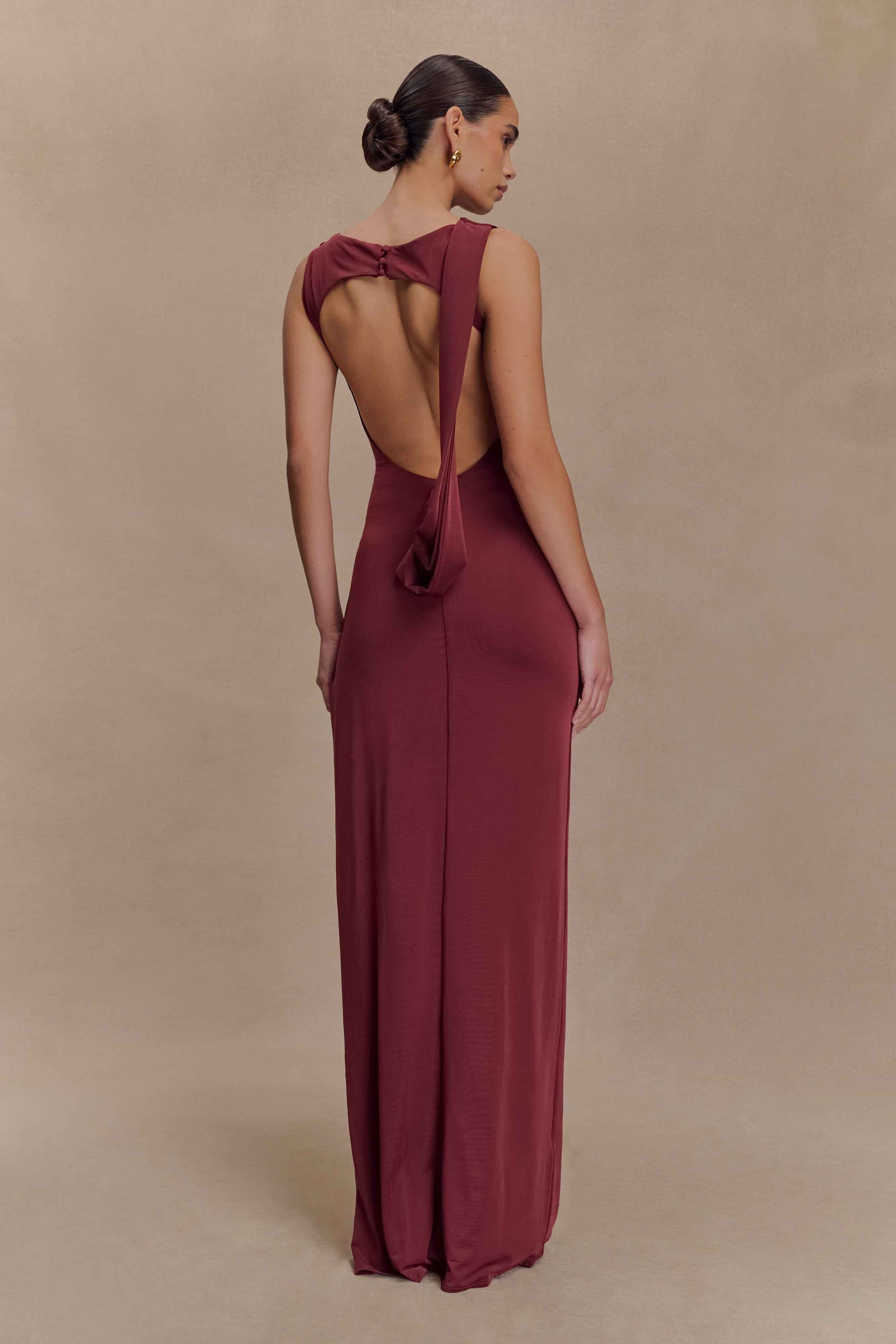 Henley Wine Slinky Maxi Dress
