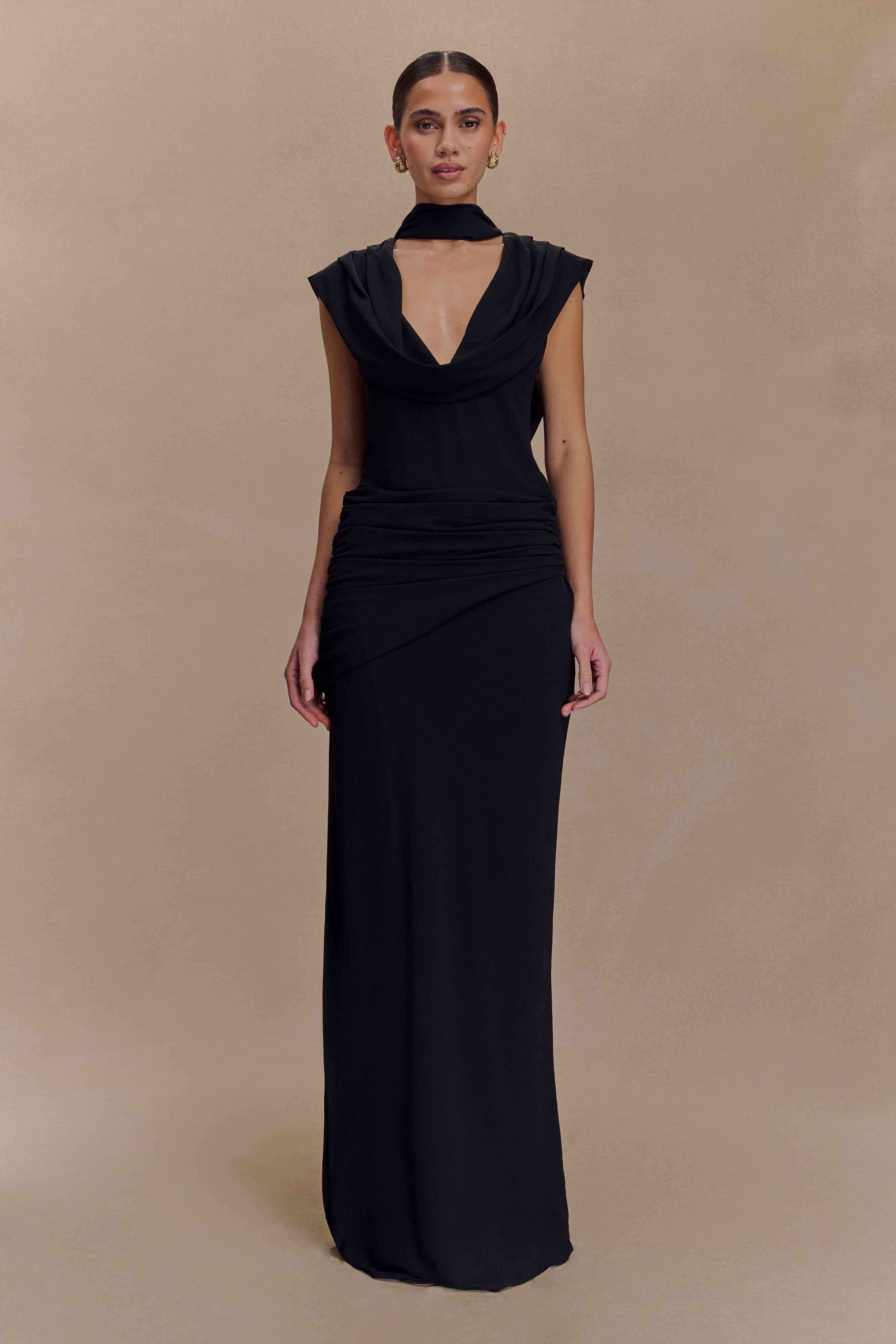 Giulia Black Chiffon Maxi Dress