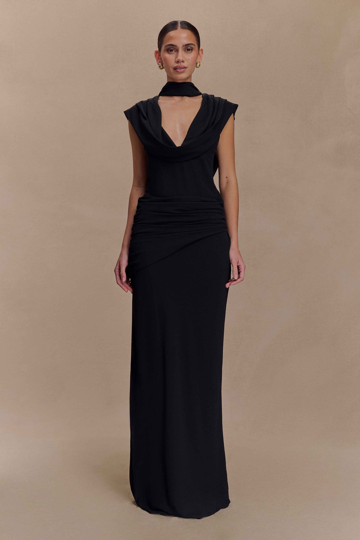 Giulia Black Chiffon Maxi Dress