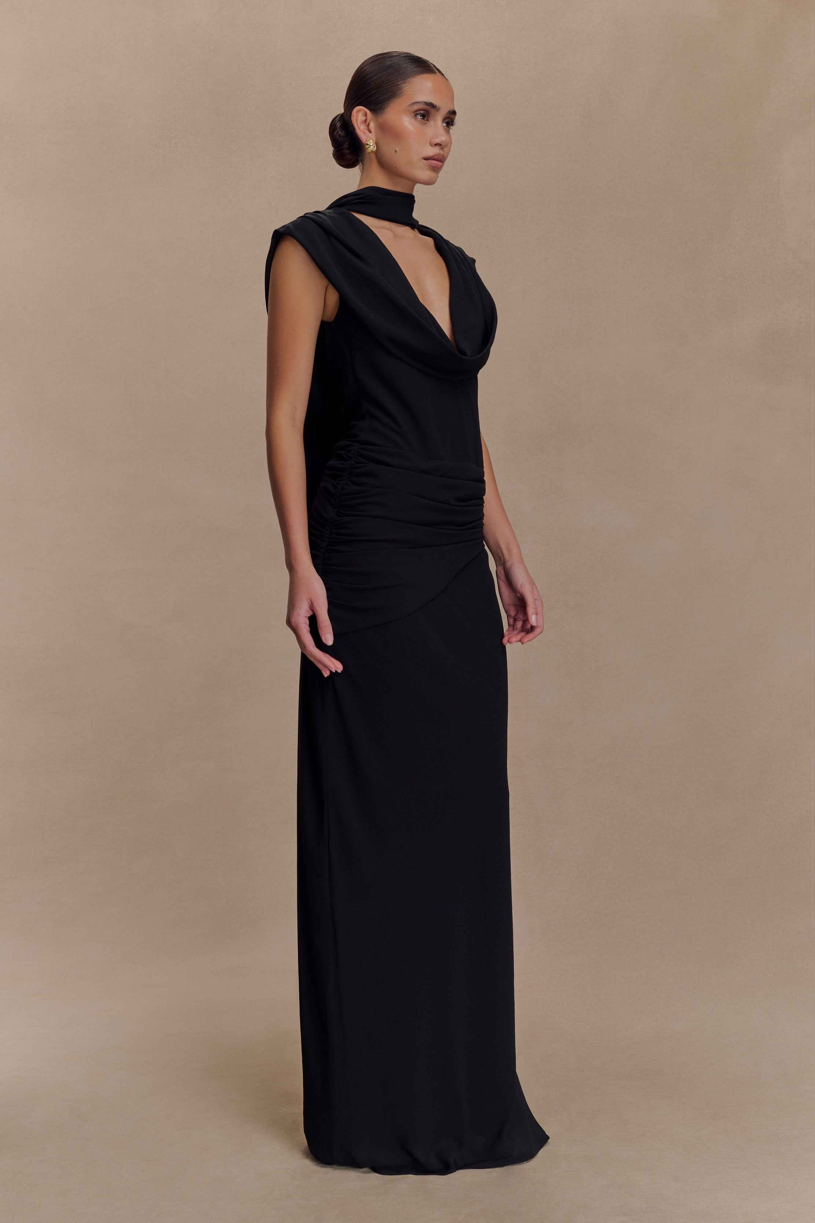 Giulia Black Chiffon Maxi Dress