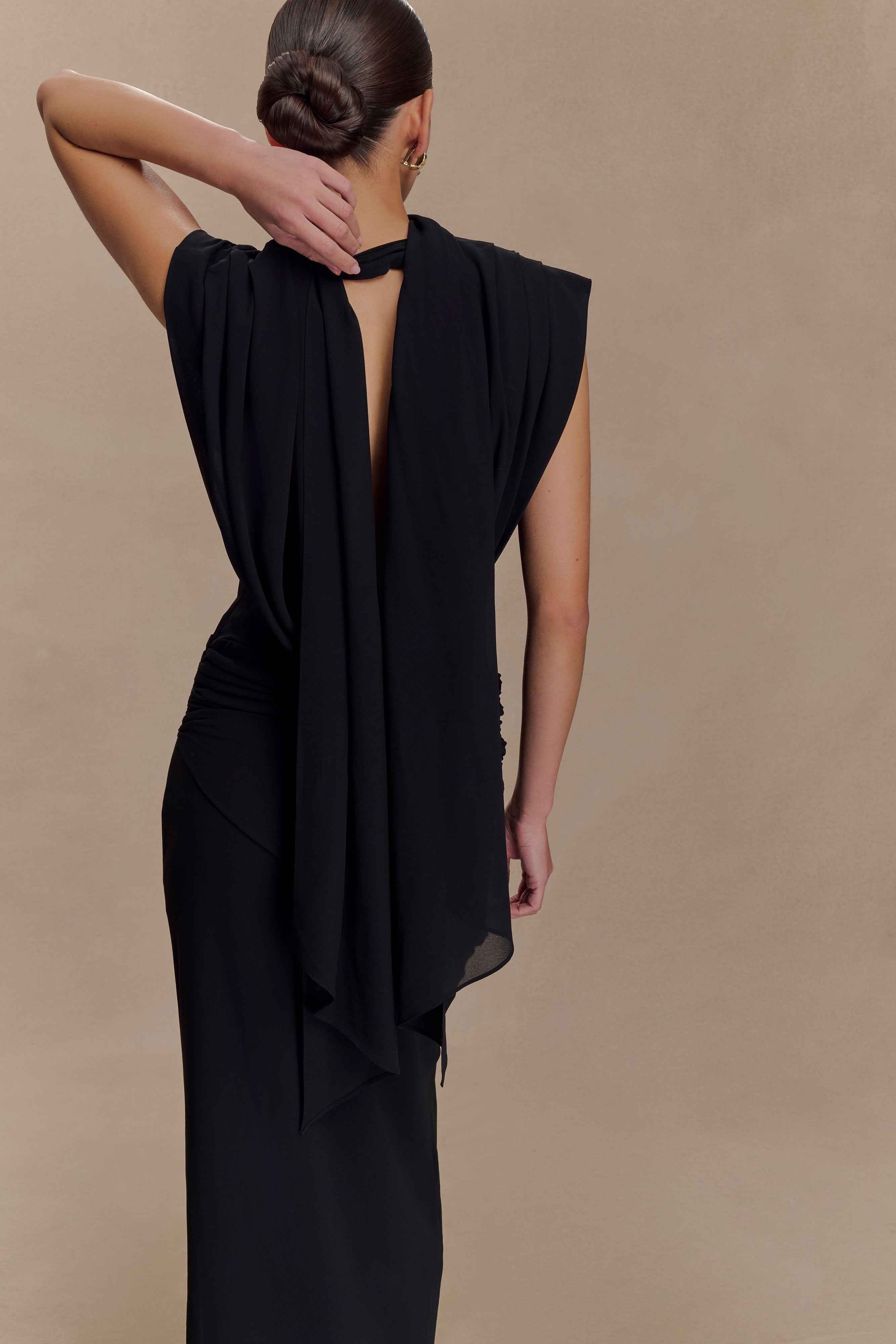 Giulia Black Chiffon Maxi Dress