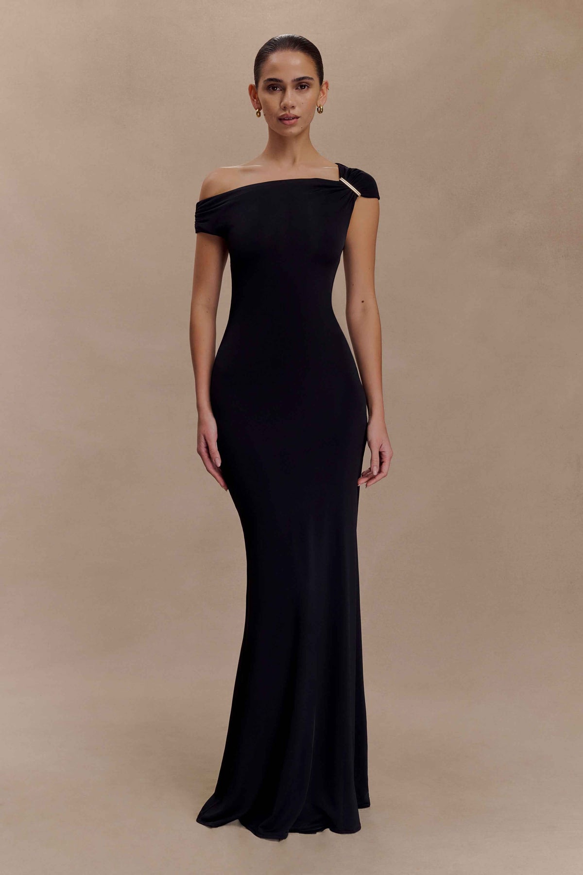 Kinsley Black Maxi Dress with Gold Accents