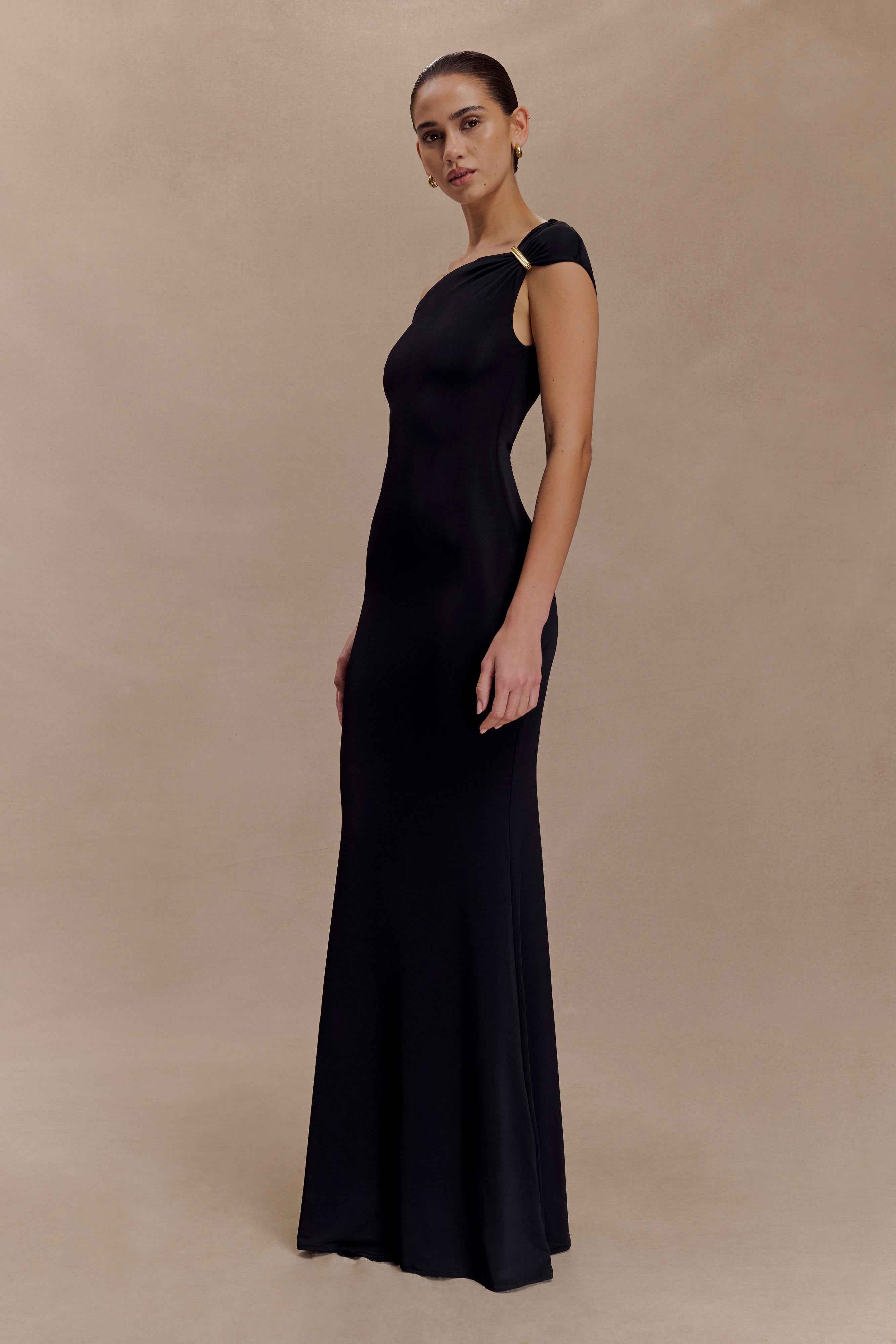 Kinsley Black Maxi Dress with Gold Accents