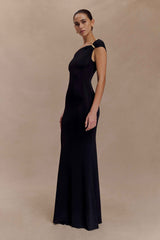 Kinsley Black Maxi Dress with Gold Accents