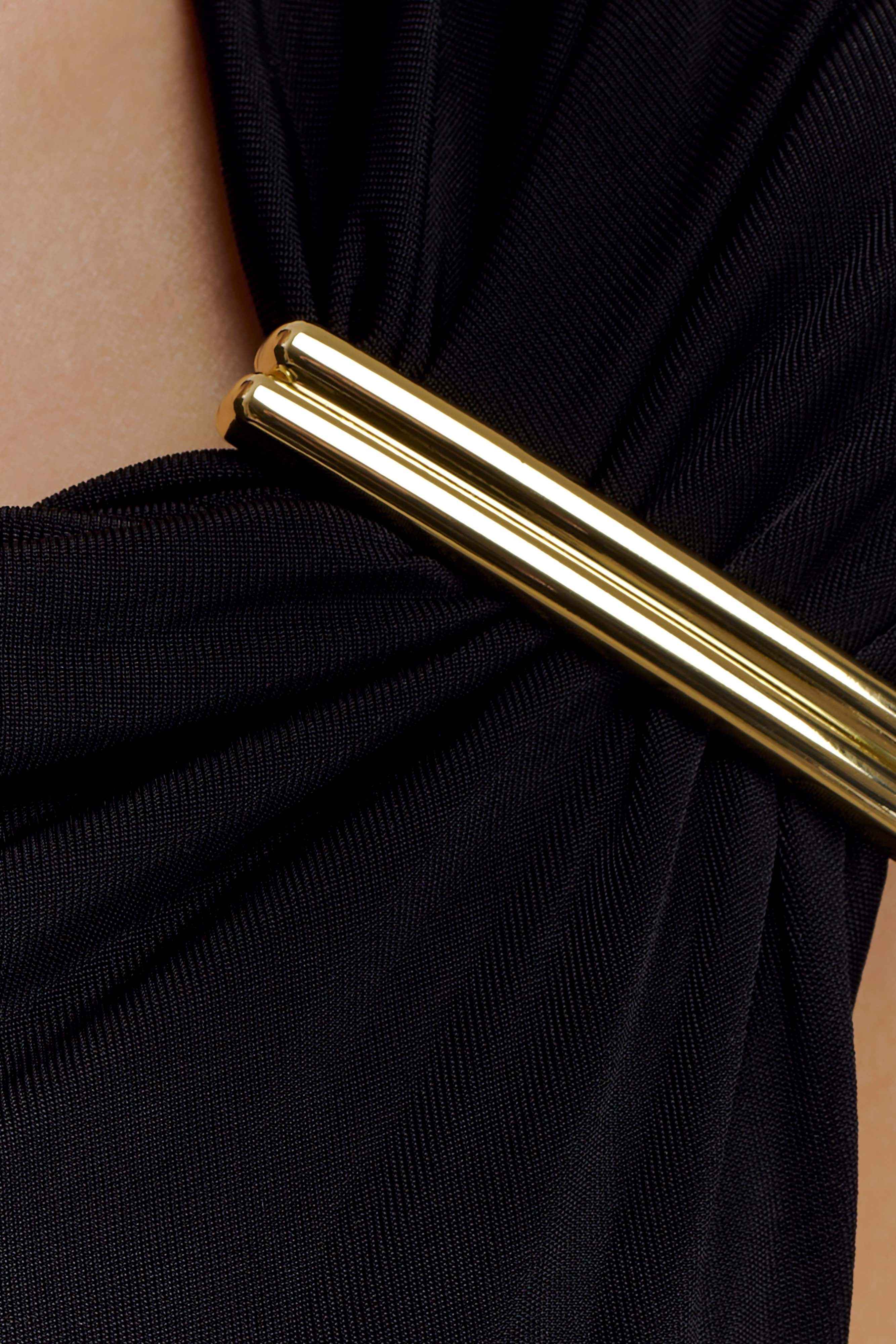 Kinsley Black Maxi Dress with Gold Accents
