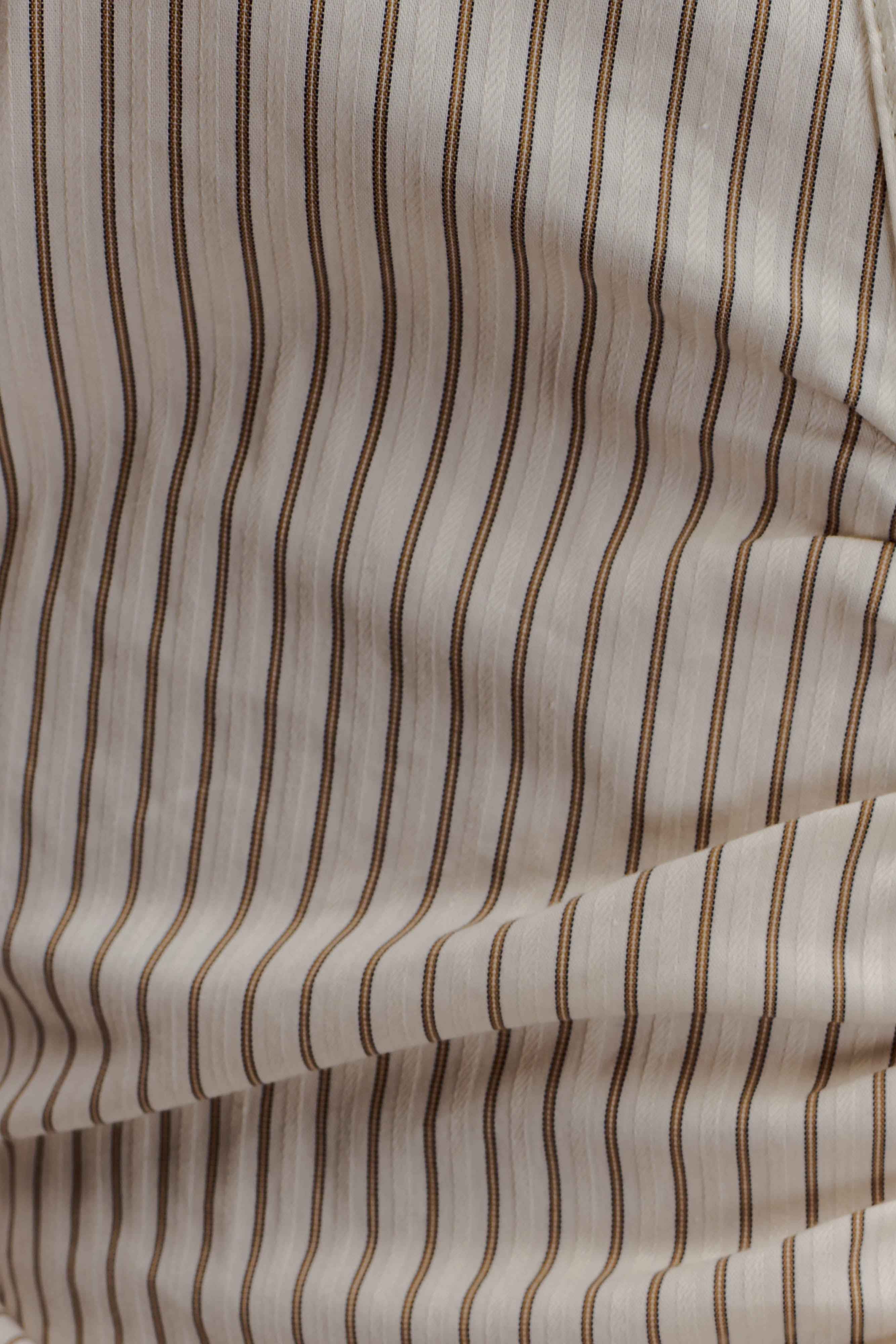 Millie Beige Pinstripe Tie Back Shirt