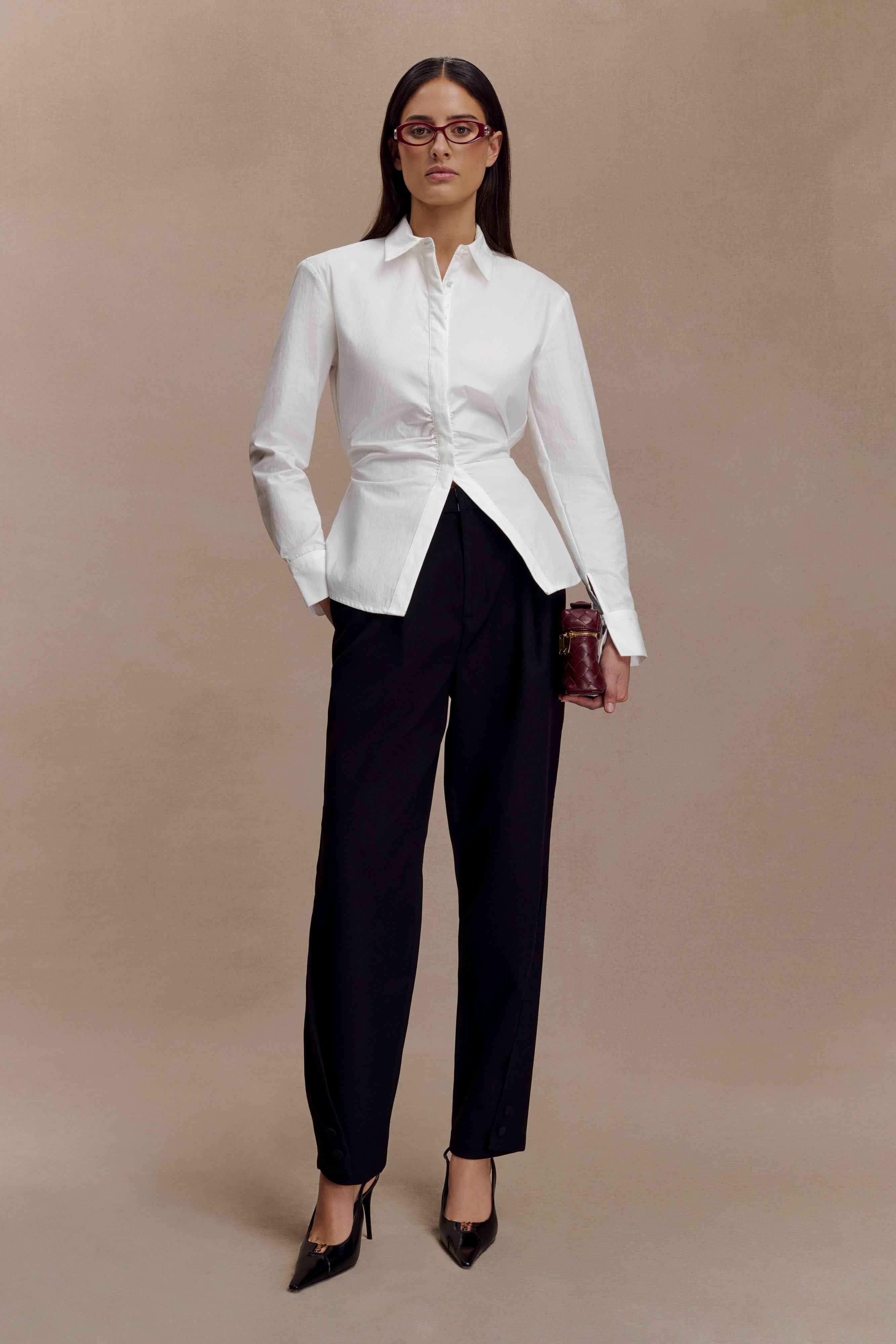 Millie White Tie Back Cotton Shirt