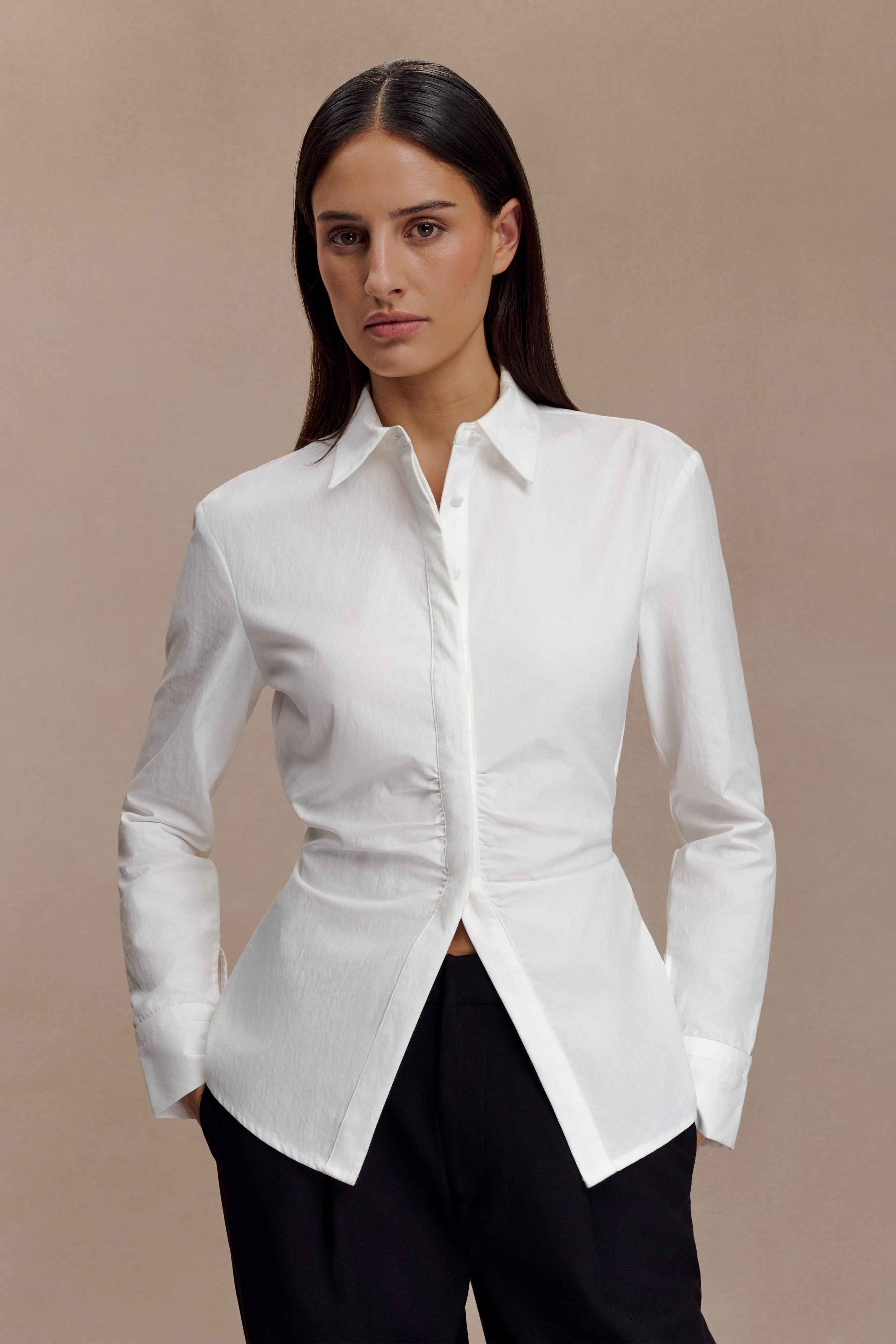 Millie White Tie Back Cotton Shirt
