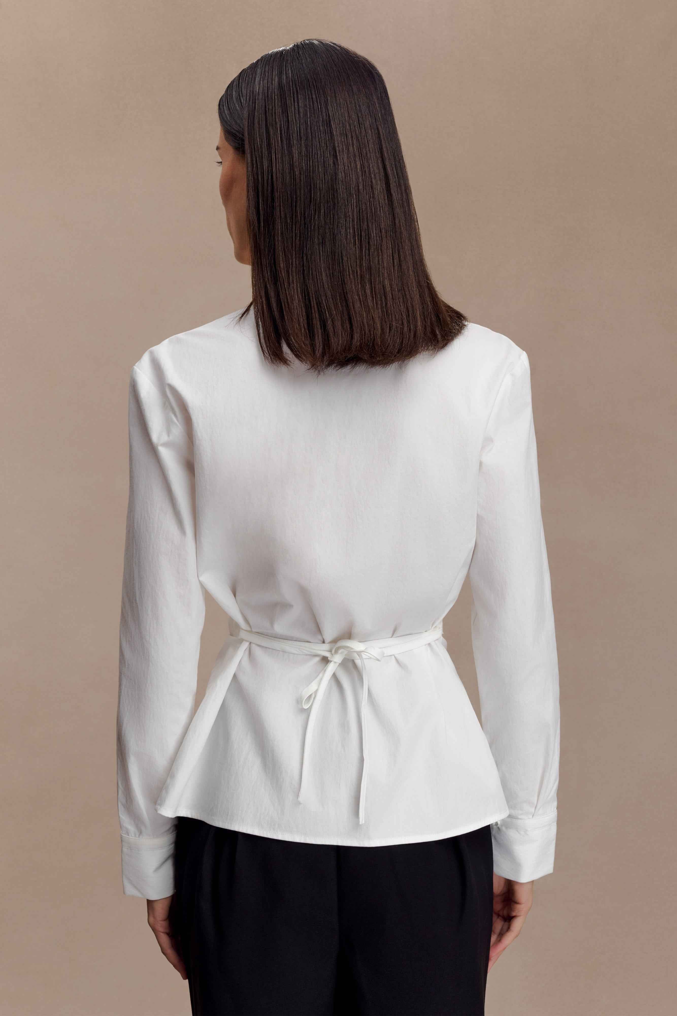 Millie White Tie Back Cotton Shirt