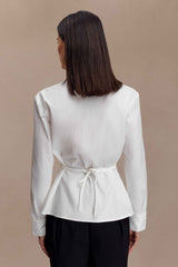 Millie White Tie Back Cotton Shirt
