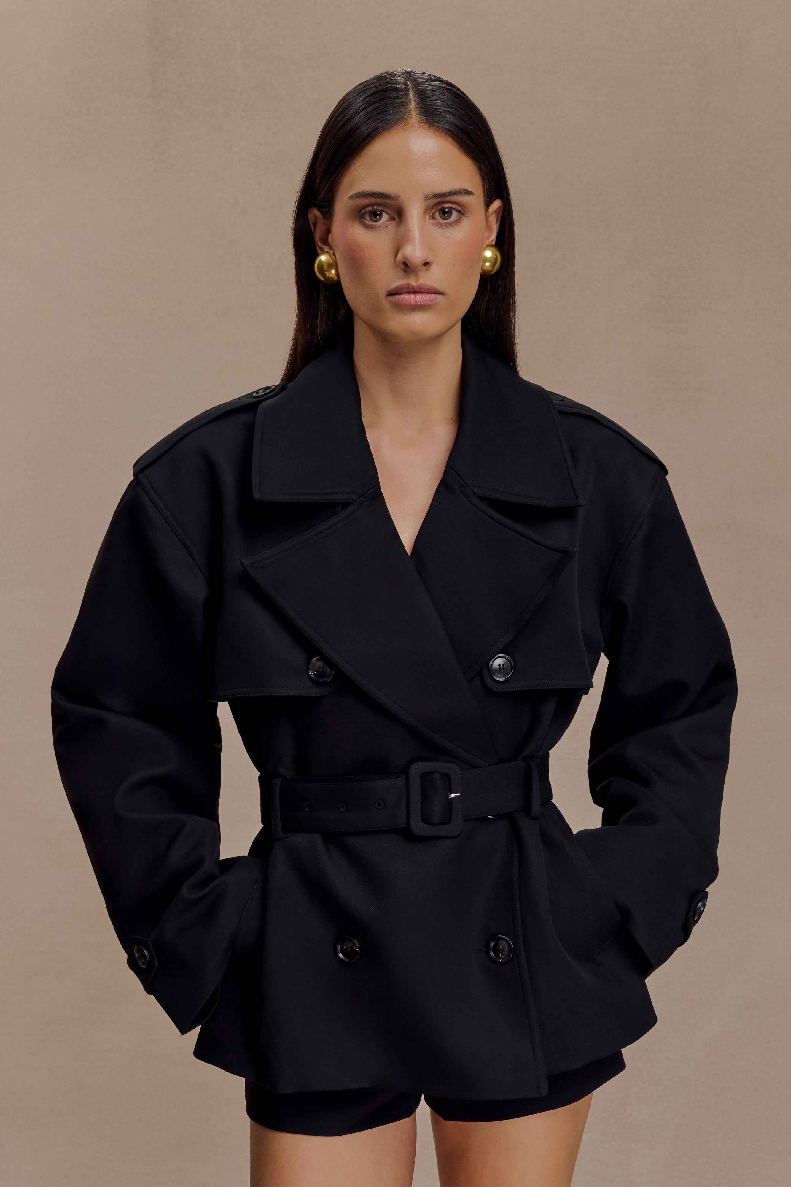 Alden Black Short Trench Jacket