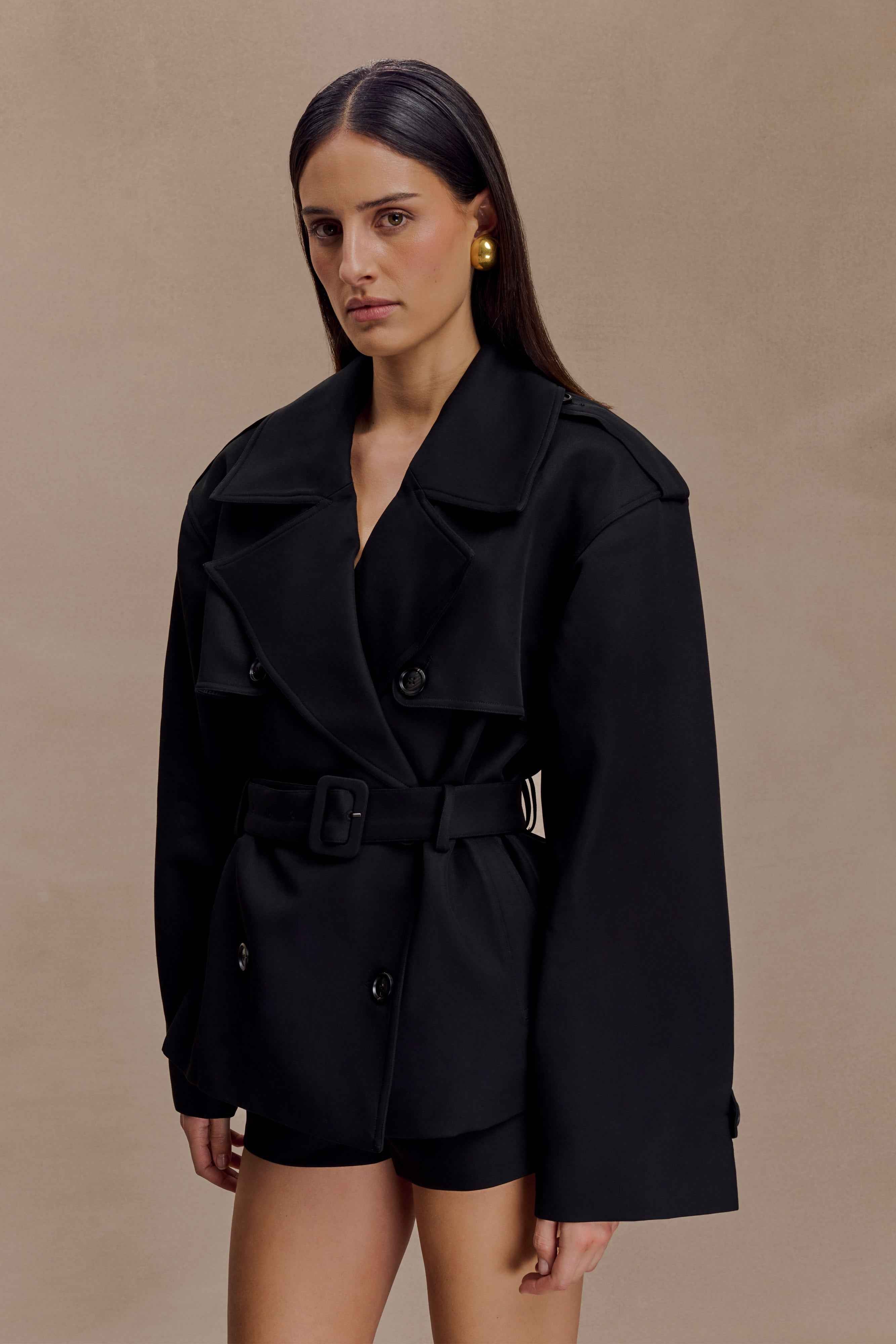 Alden Black Short Trench Jacket