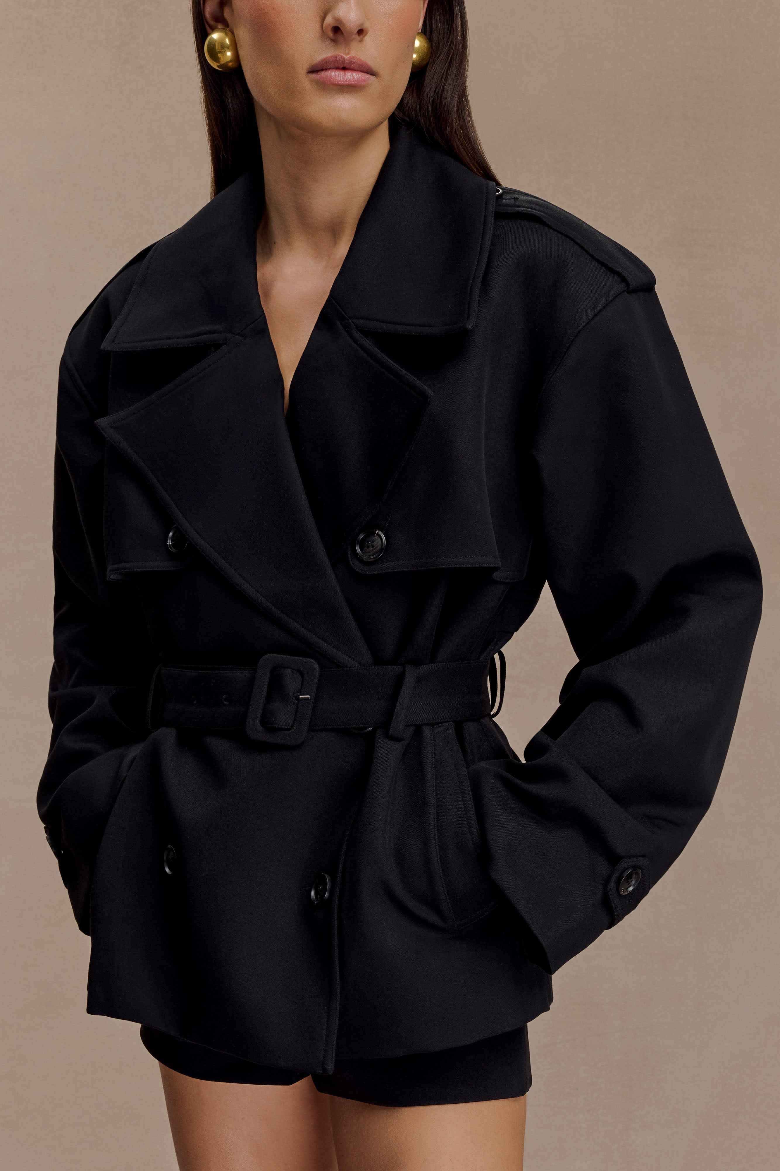Alden Black Short Trench Jacket