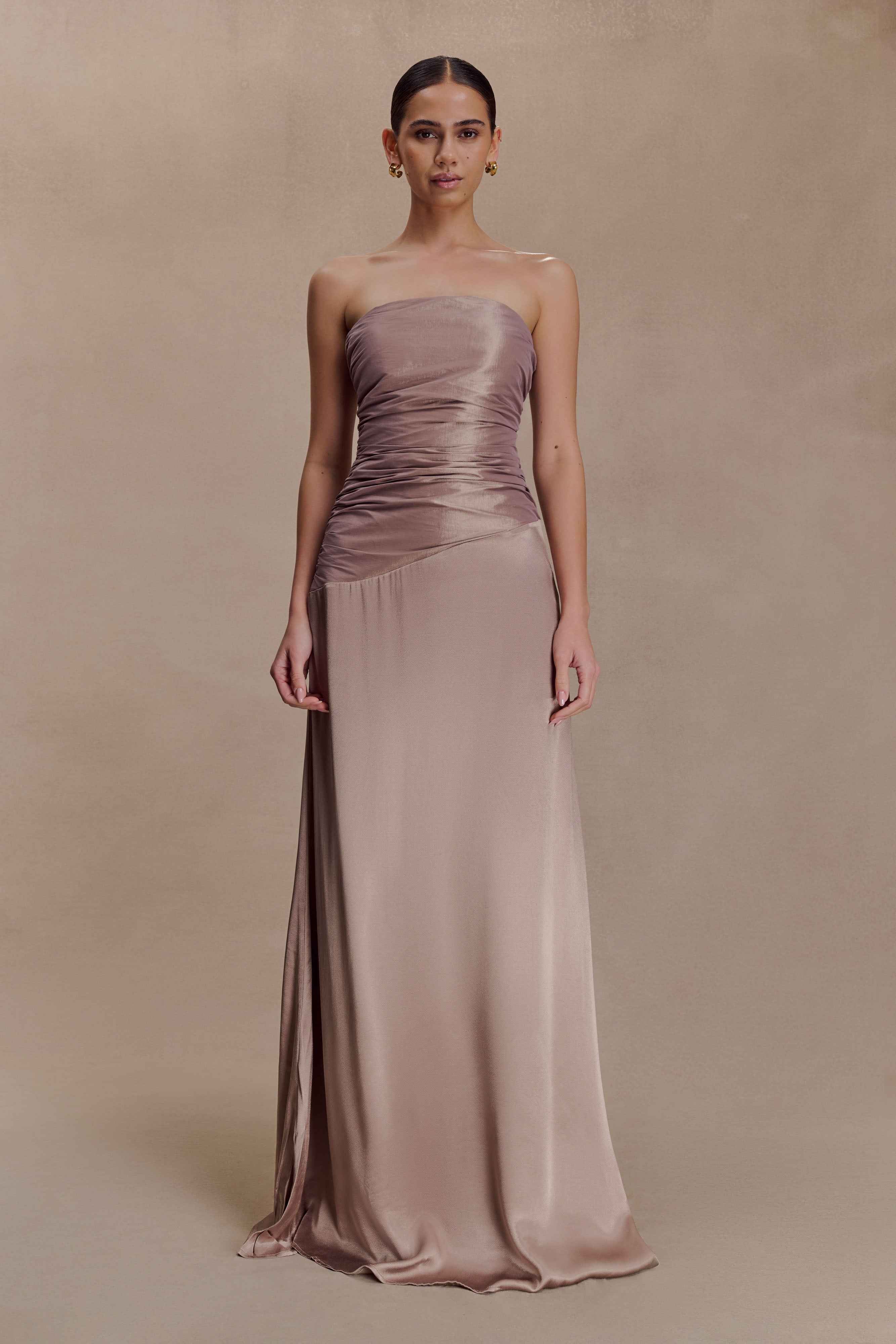 Serena Bronze Taupe Maxi Dress