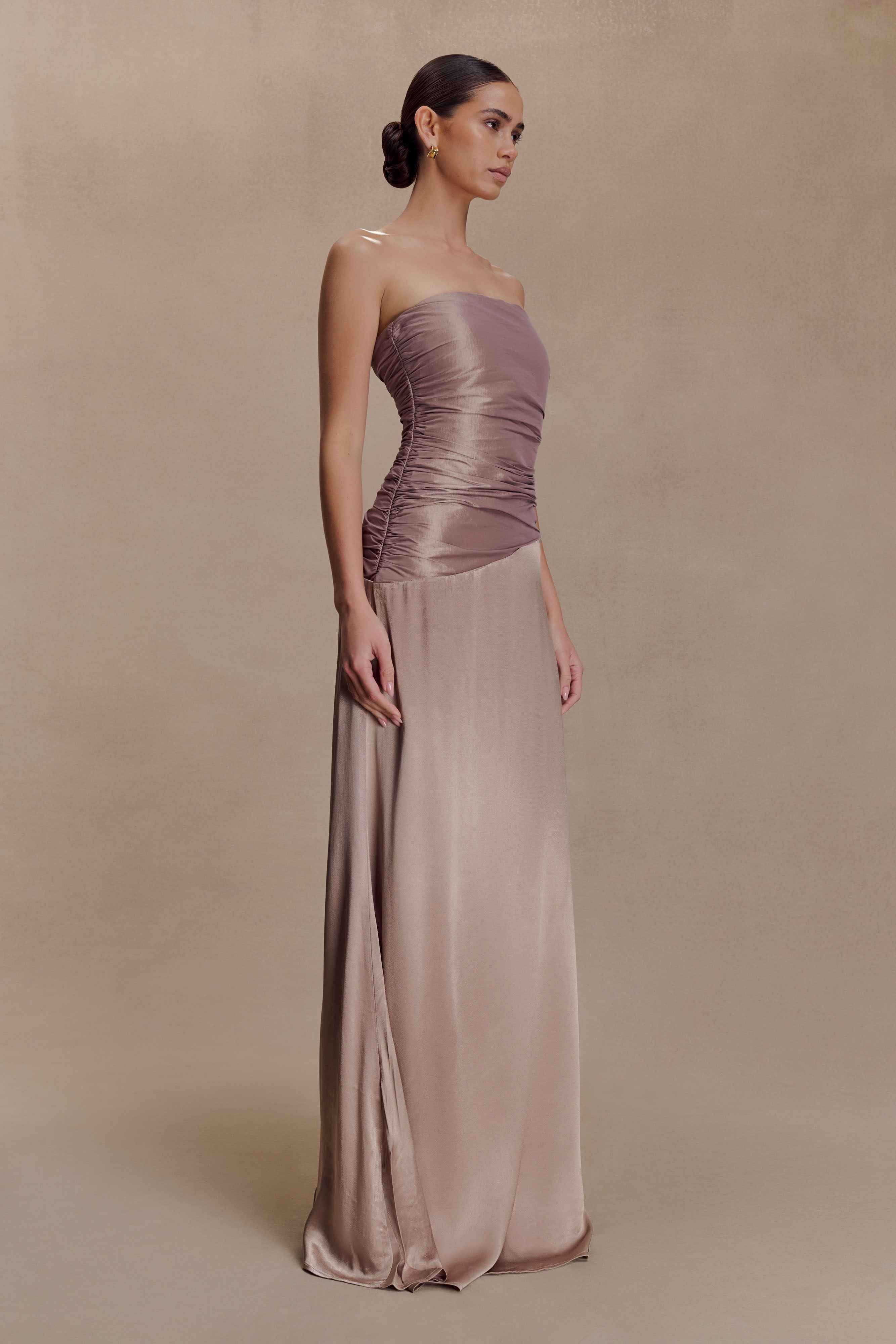 Serena Bronze Taupe Maxi Dress