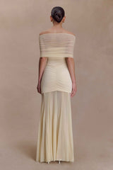 Caspian Ivory Off Shoulder Maxi Dress