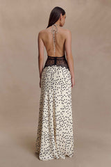 Dinah Polkadot Lace Satin Maxi Dress