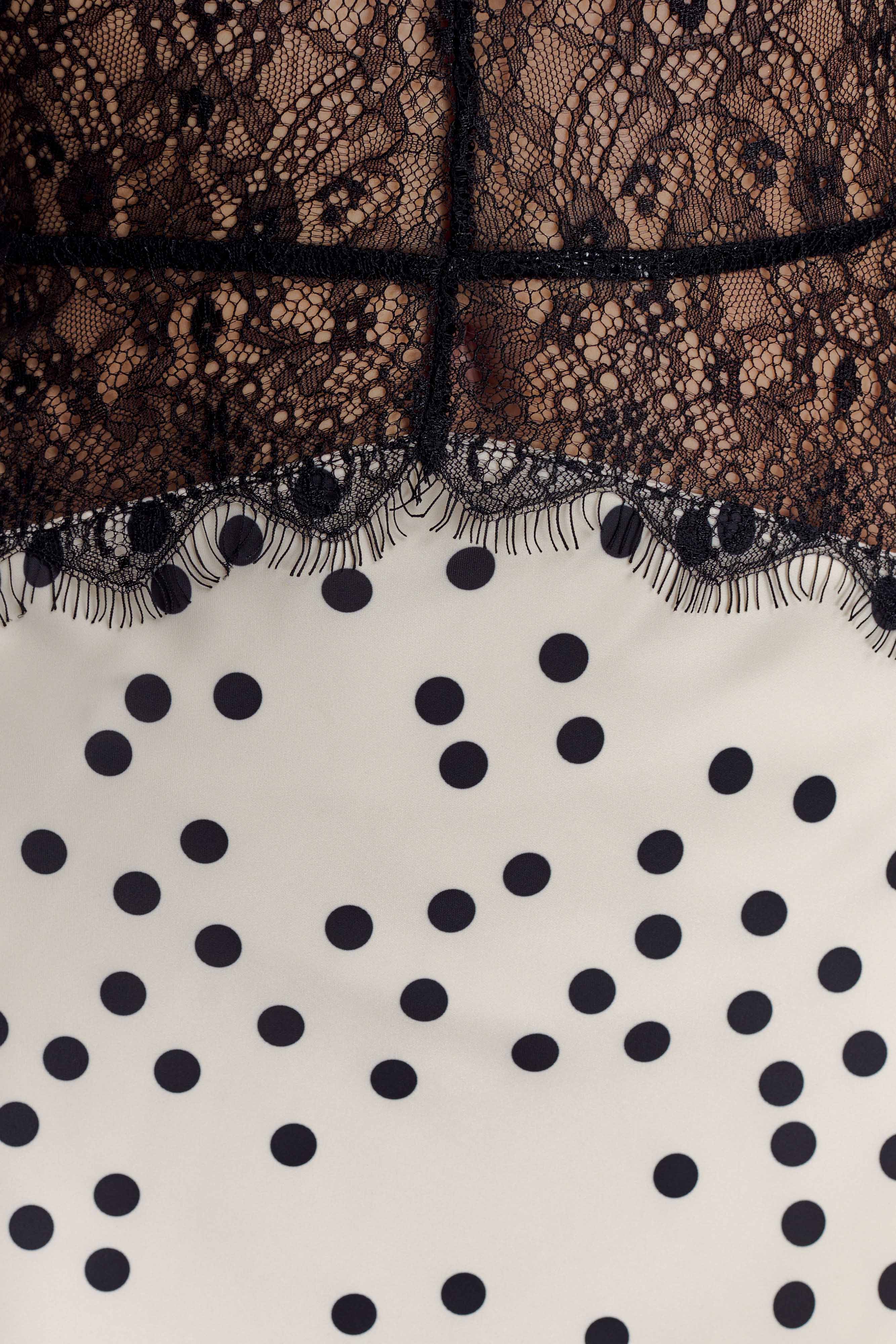 Dinah Polkadot Lace Satin Maxi Dress