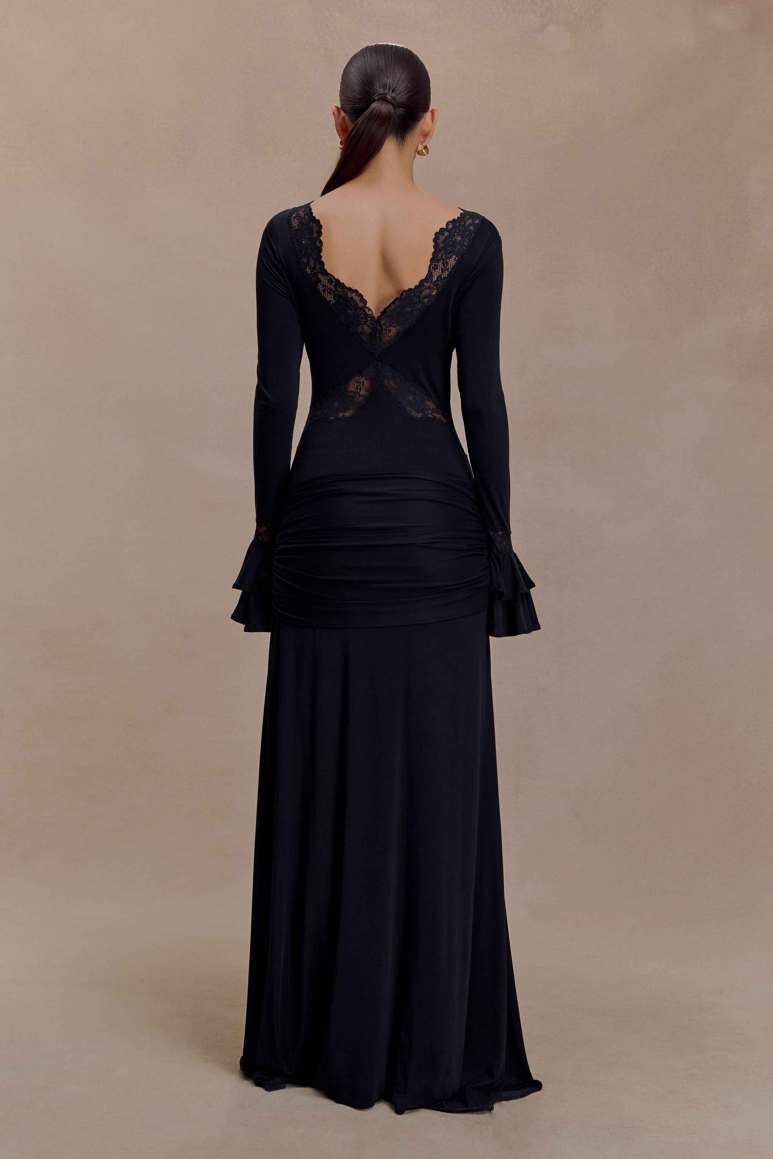Electra Black Slinky Lace Maxi Dress