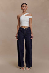 Anna White One Shoulder Modal Top