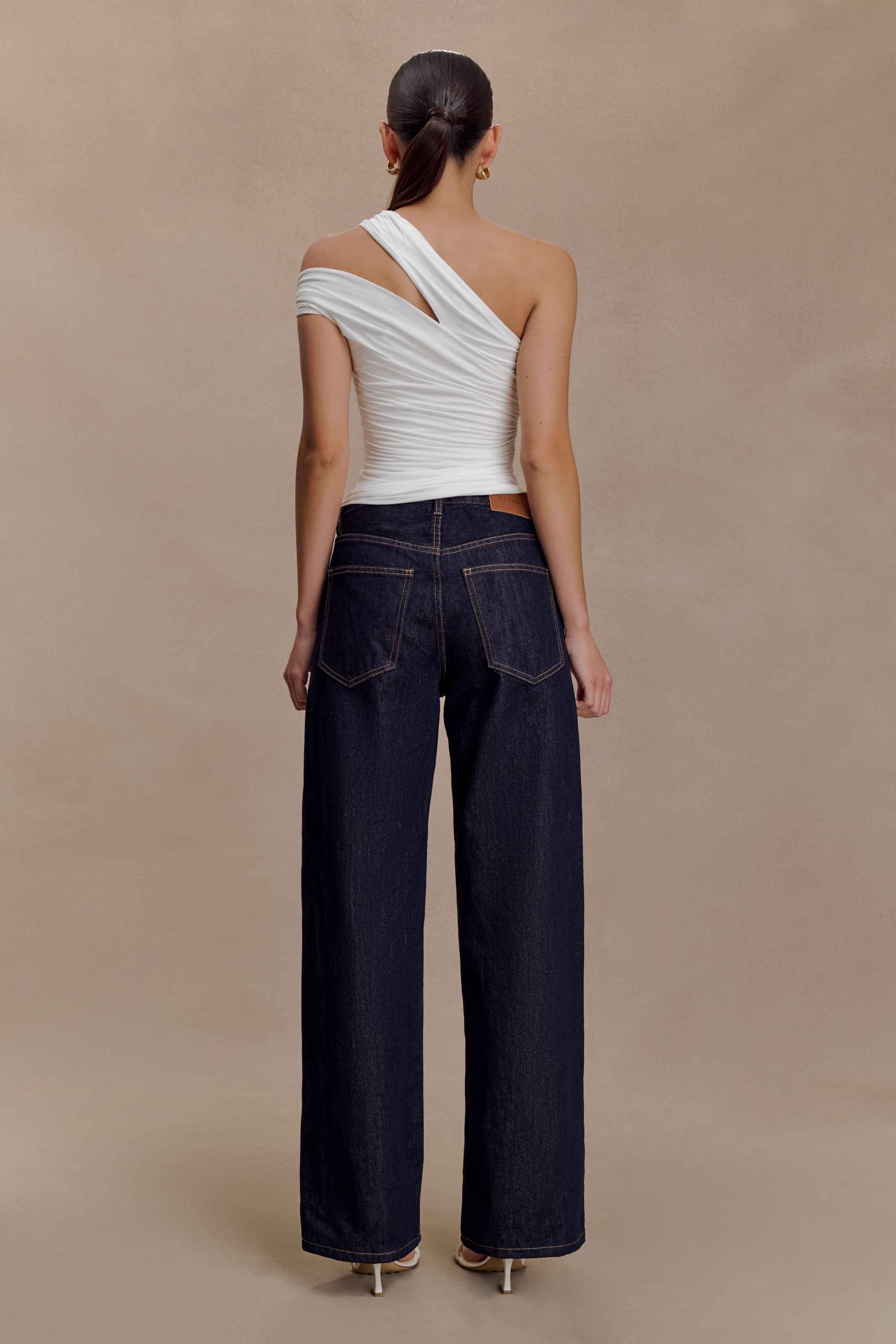 Anna White One Shoulder Modal Top
