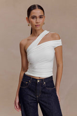Anna White One Shoulder Modal Top