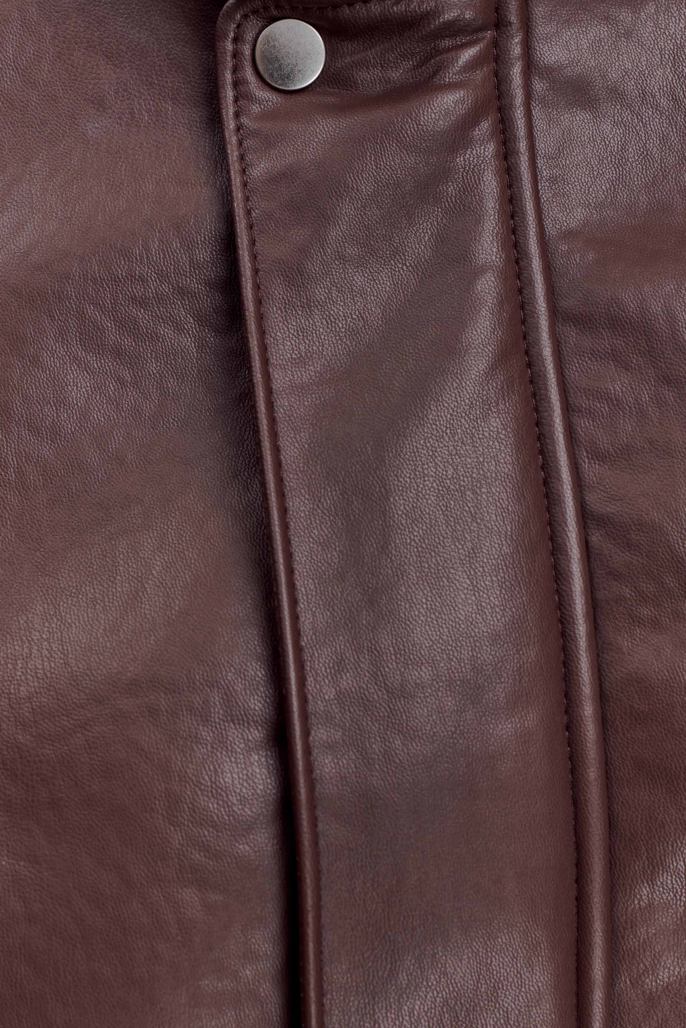 Curtis Dark Chocolate Faux Leather Bomber Jacket