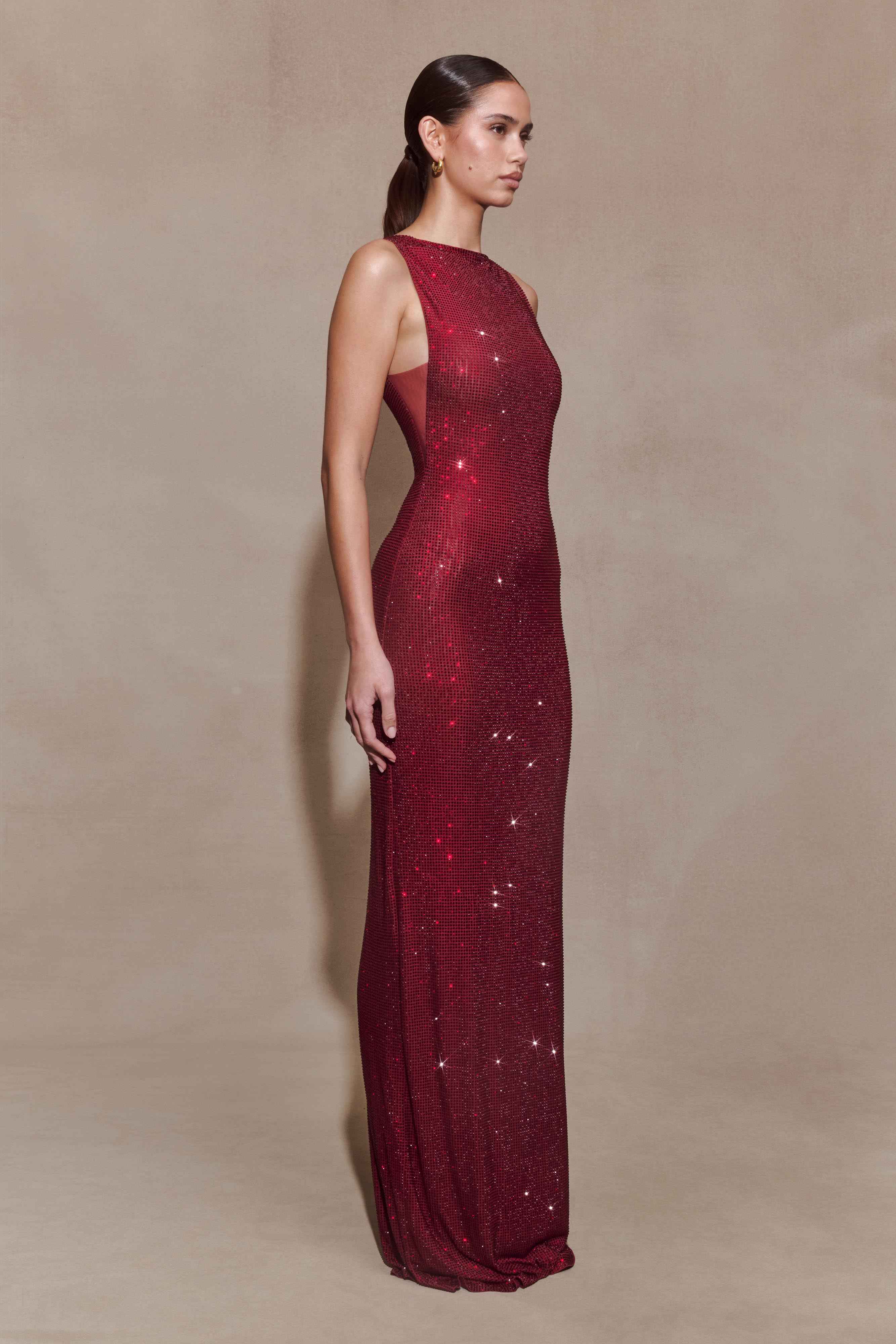 Magnolia Wine Diamante Maxi Dress