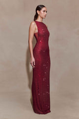 Magnolia Wine Diamante Maxi Dress