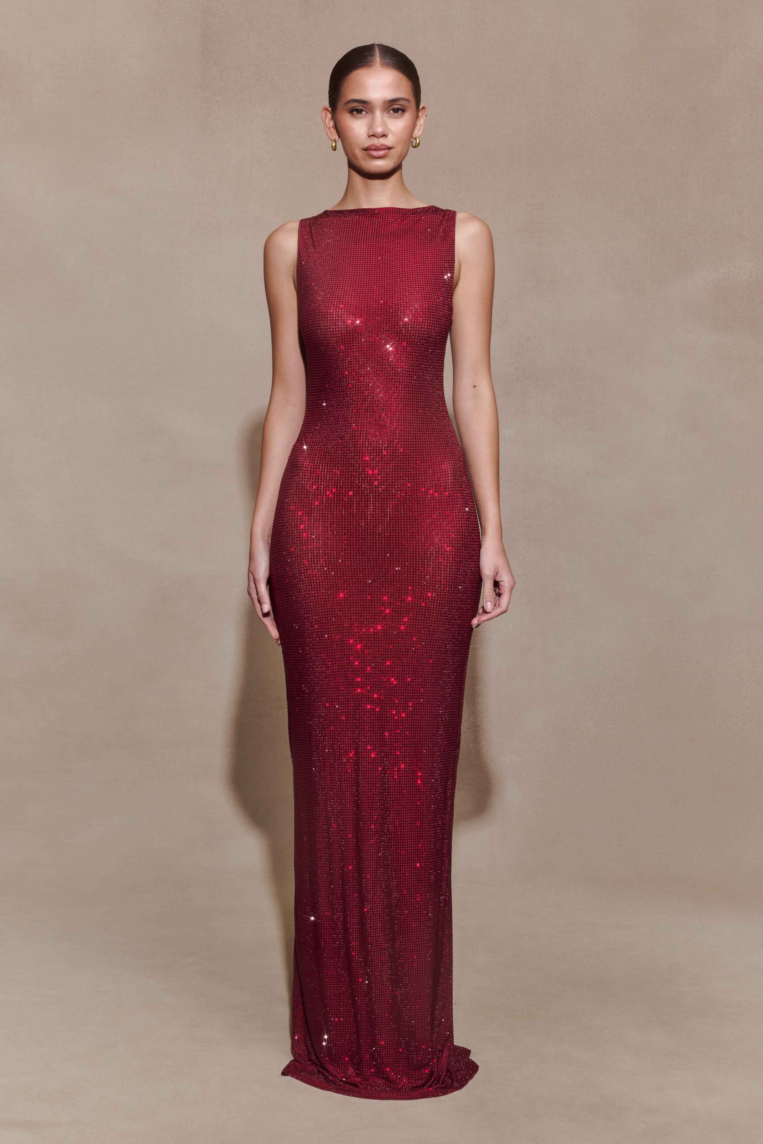 Magnolia Wine Diamante Maxi Dress