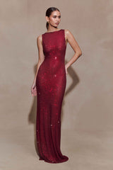 Magnolia Wine Diamante Maxi Dress