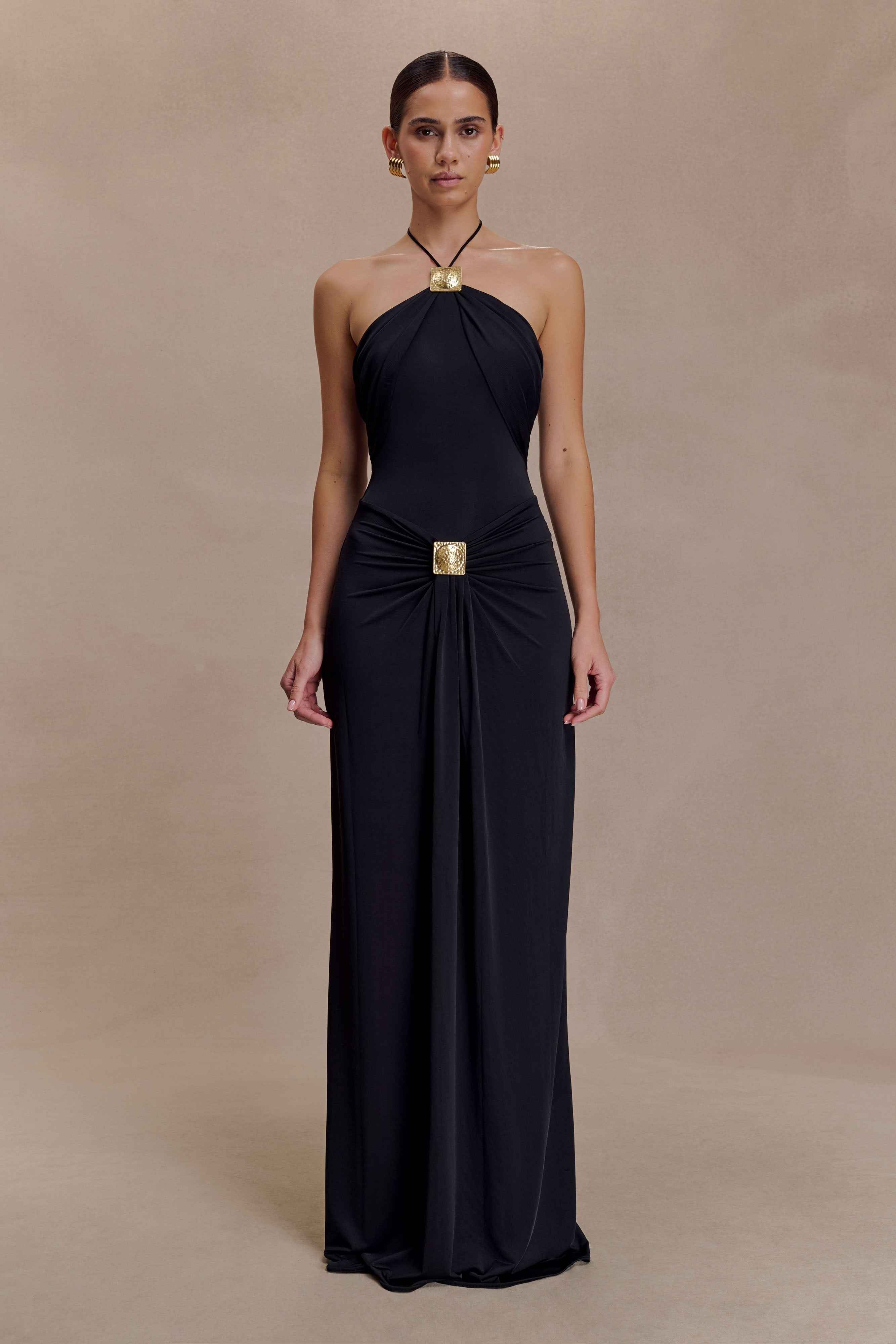 Quincy Black Halter Maxi Dress