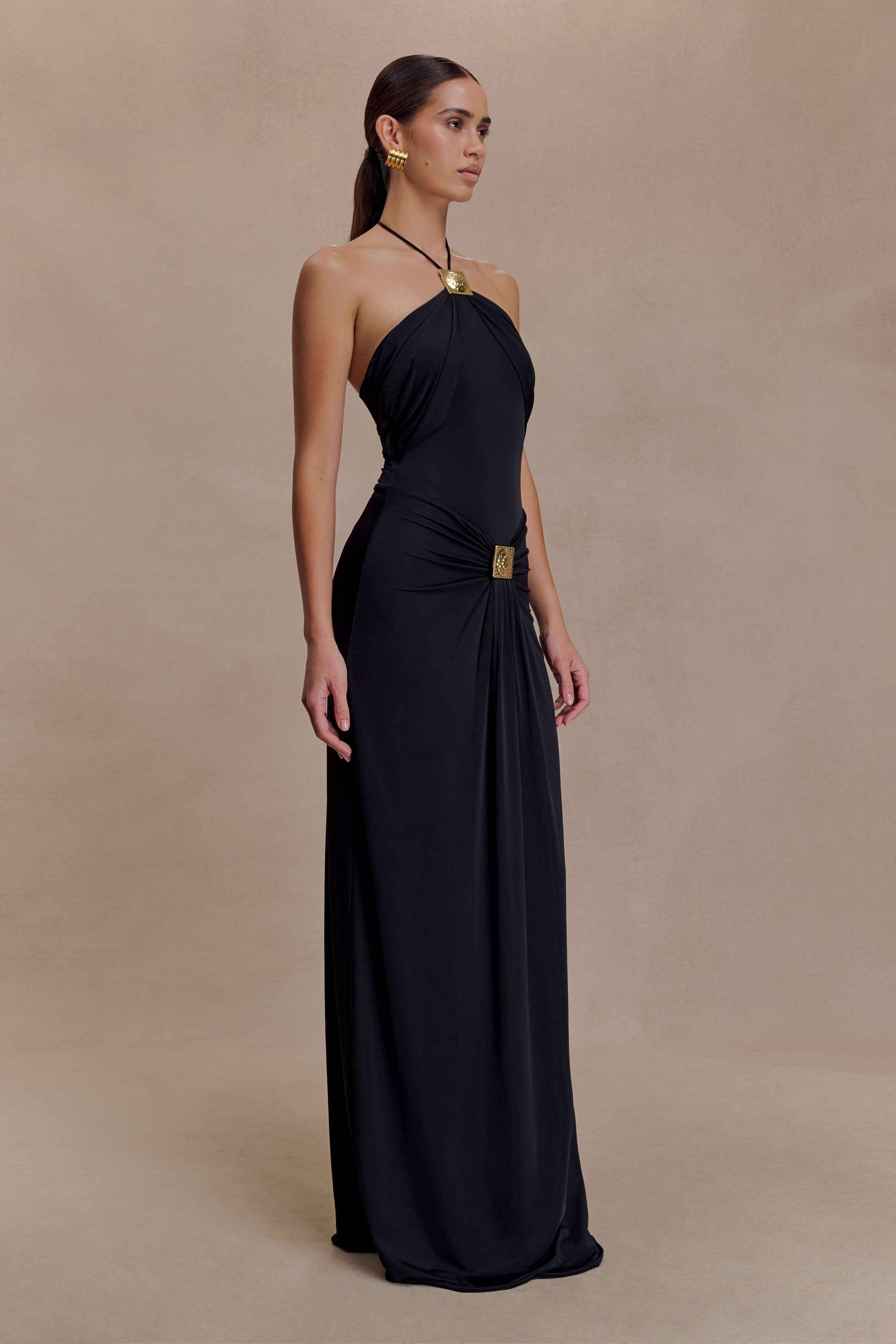 Quincy Black Halter Maxi Dress