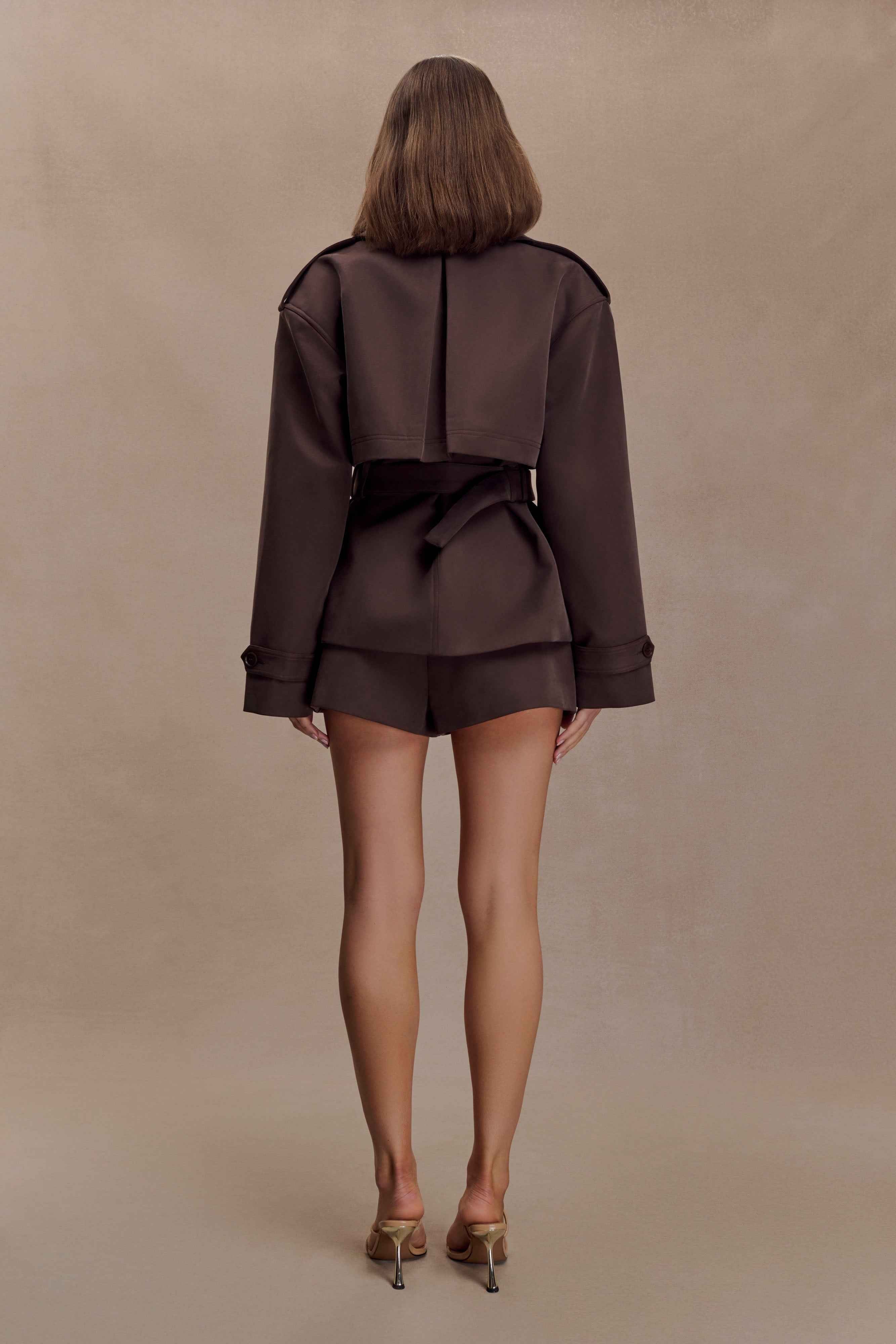 Cornelia Chocolate Alden Short Trench Jacket