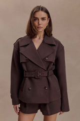 Cornelia Chocolate Alden Short Trench Jacket