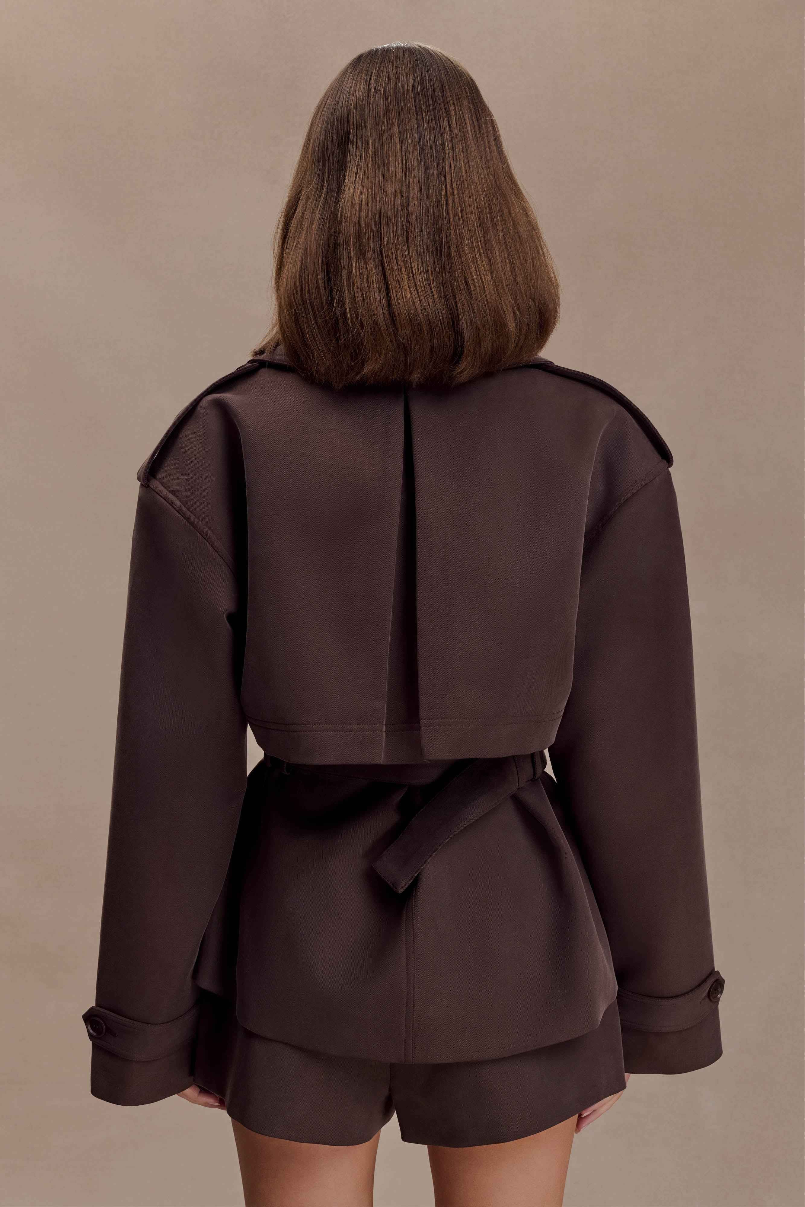 Cornelia Chocolate Alden Short Trench Jacket