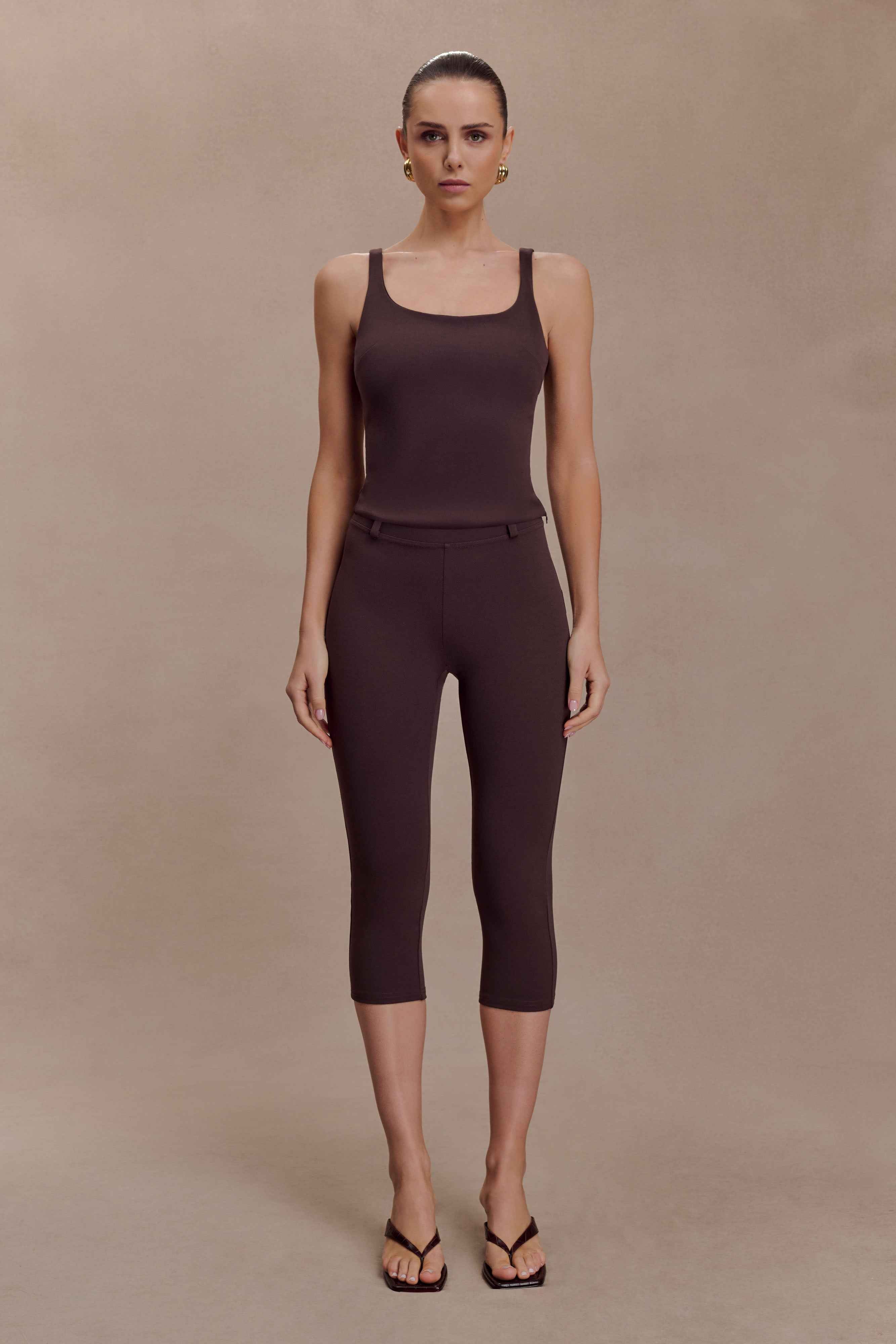 Blanca Chocolate Stretch Crepe Capri Pants