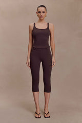Blanca Chocolate Stretch Crepe Capri Pants