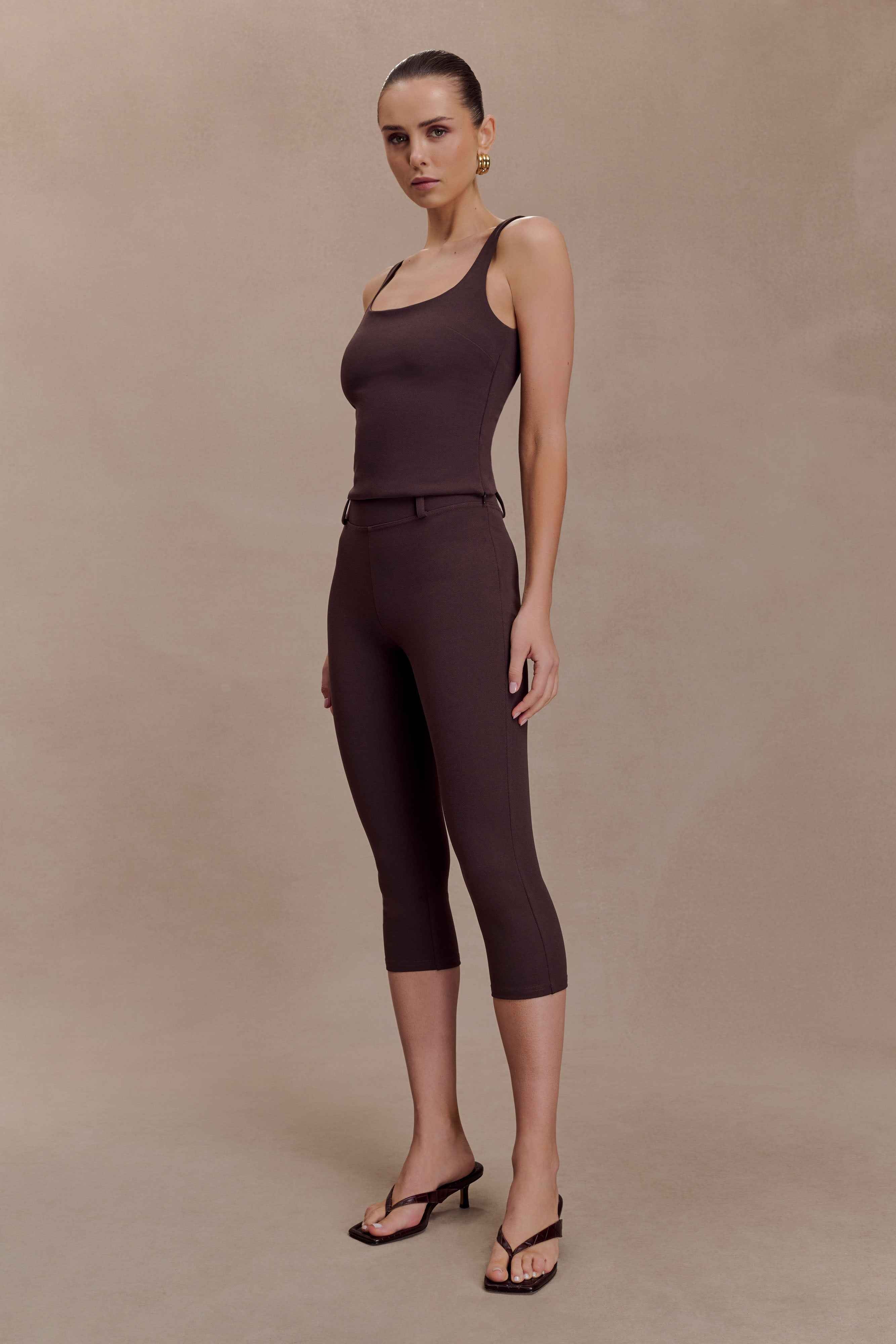Blanca Chocolate Stretch Crepe Capri Pants