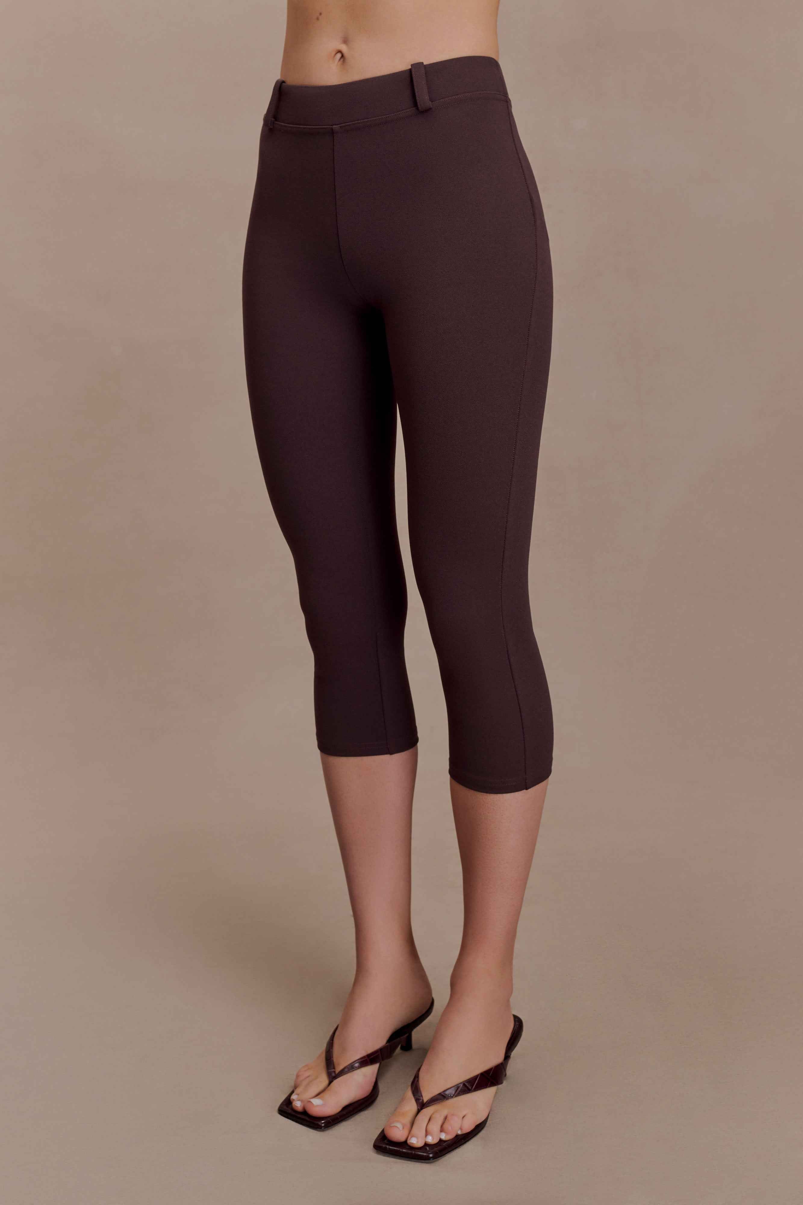 Blanca Chocolate Stretch Crepe Capri Pants