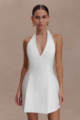 Cornelia White Halter Neck Mini Dress
