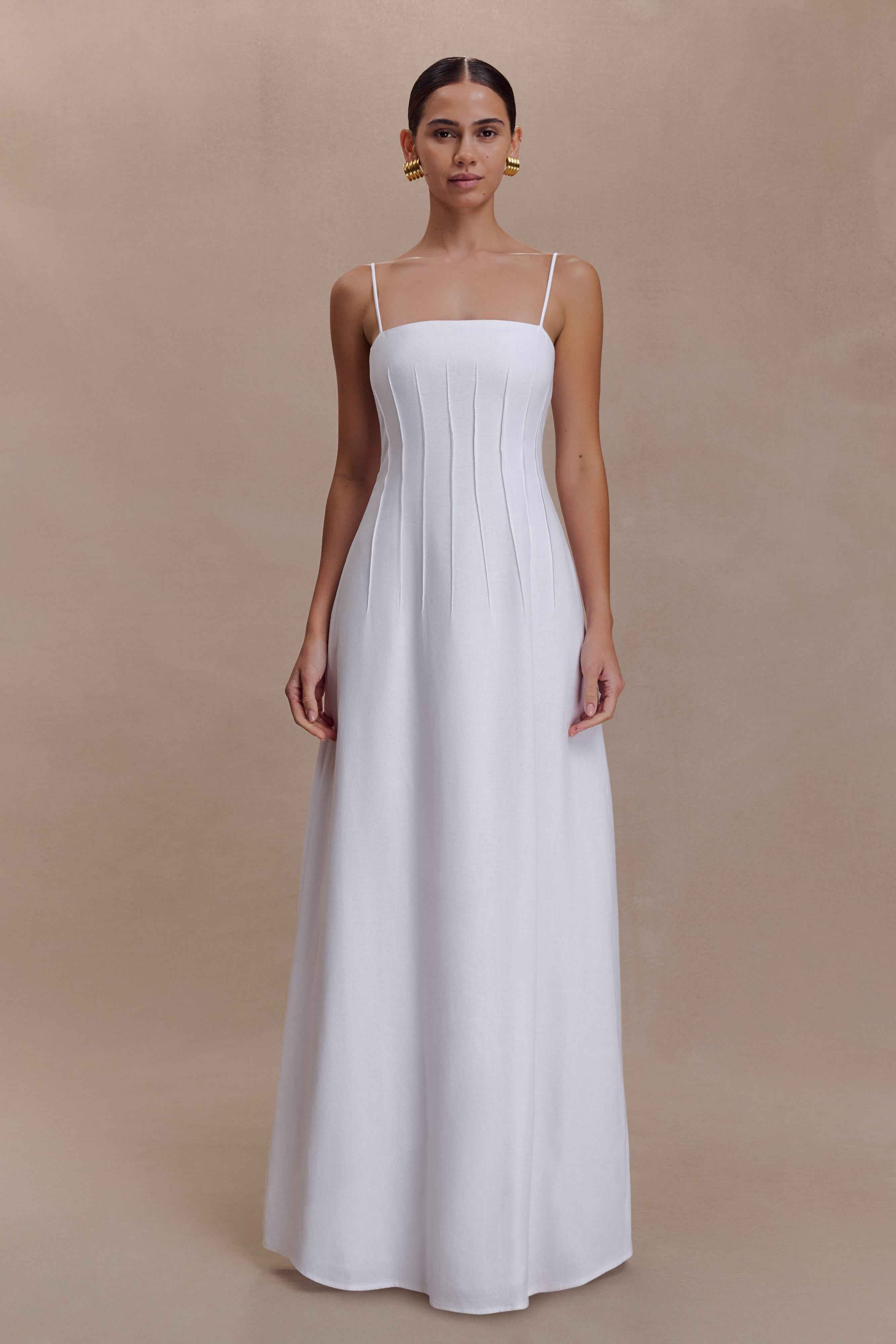 Sofie White Pintuck Maxi Dress