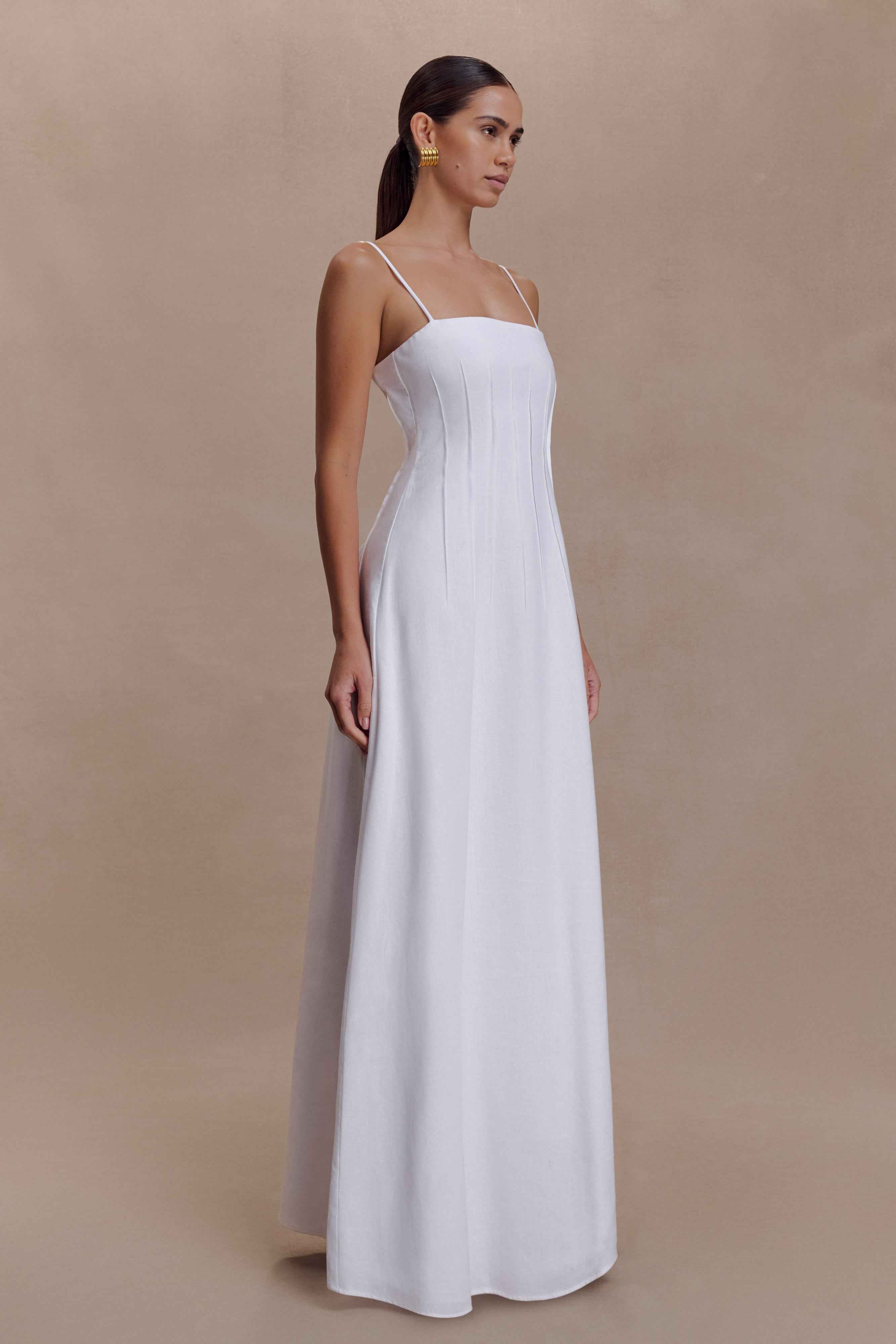 Sofie White Pintuck Maxi Dress