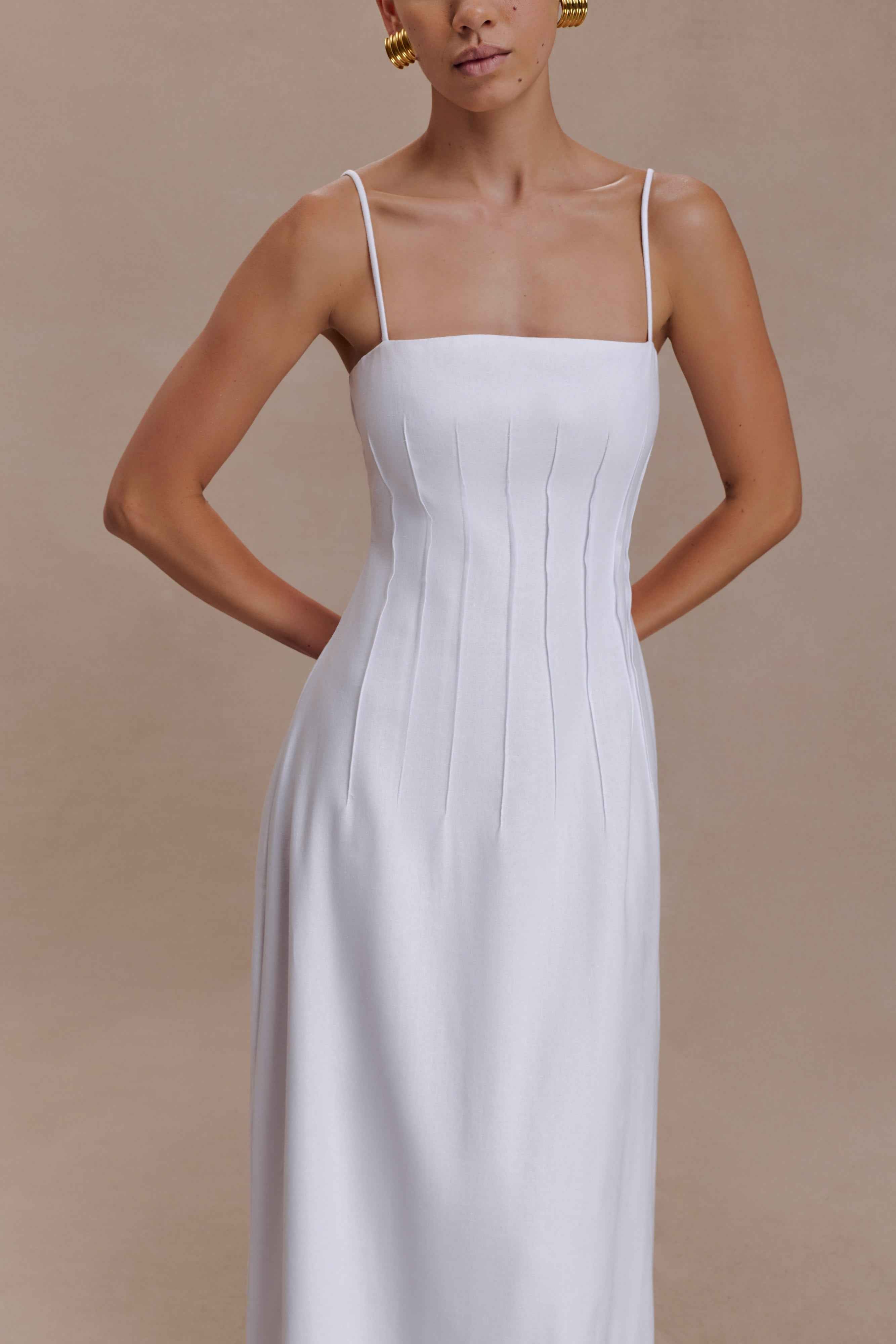 Sofie White Pintuck Maxi Dress