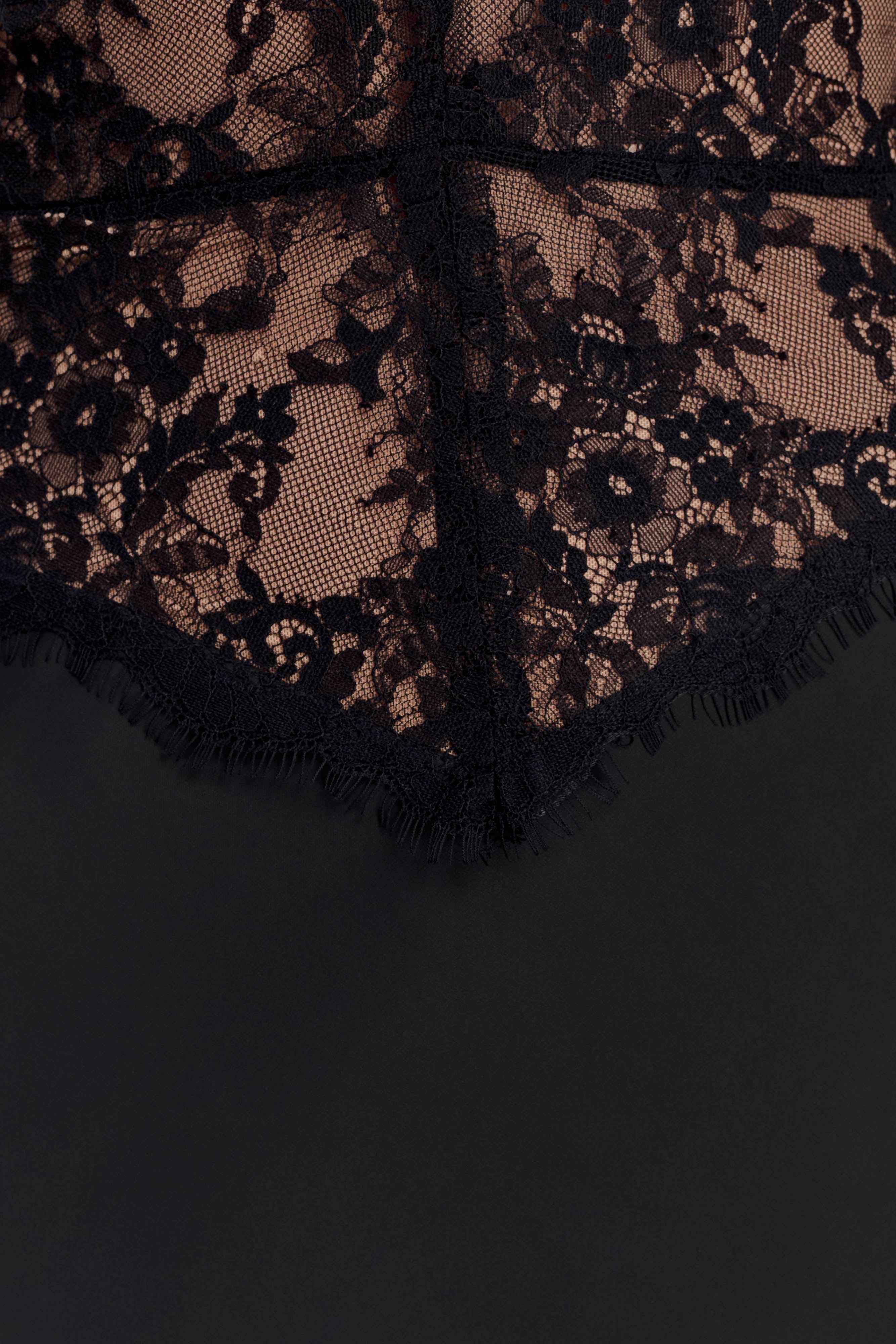 Sascha Black Lace Satin Maxi Dress