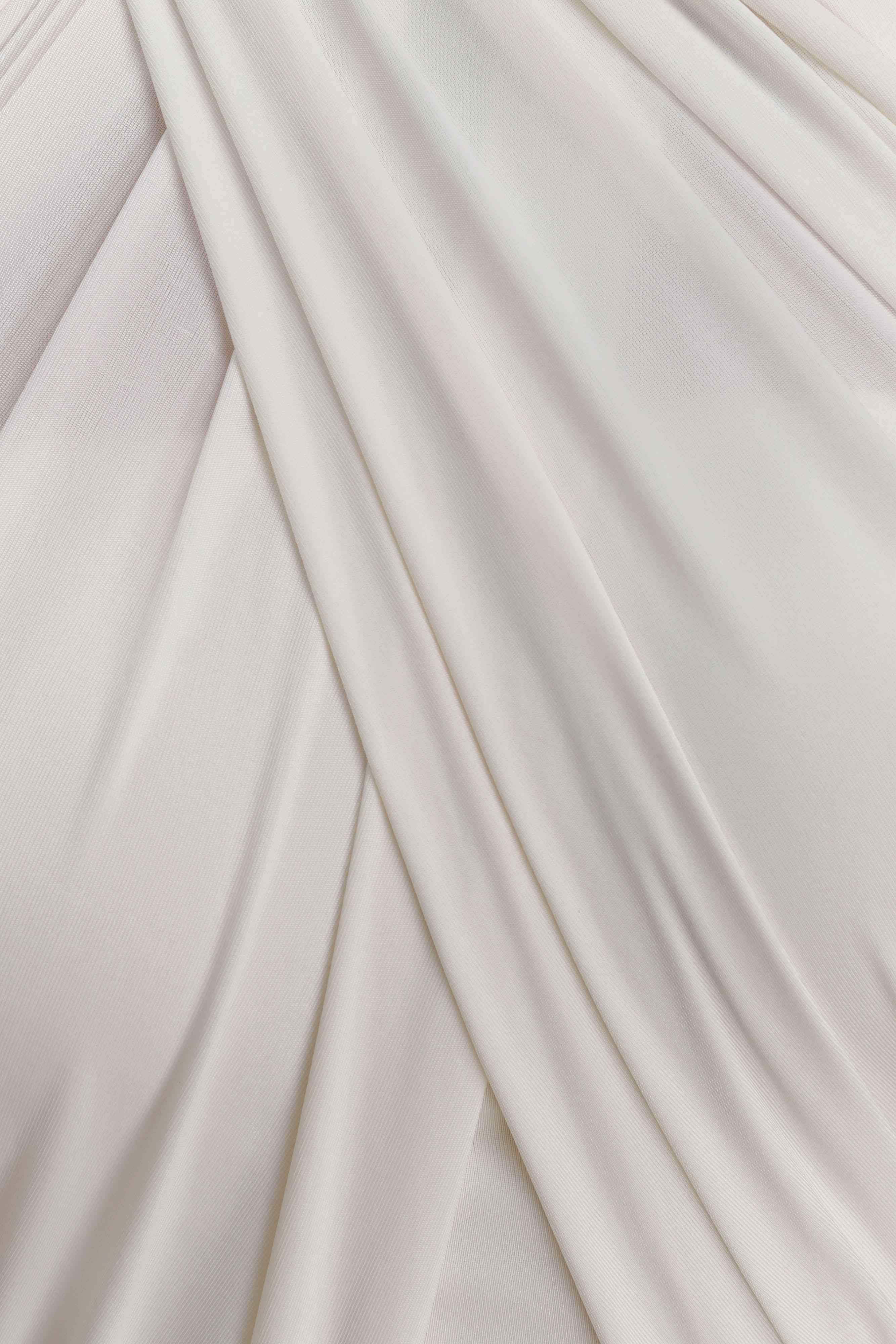 Indira Ivory Gathered Halter Maxi Dress