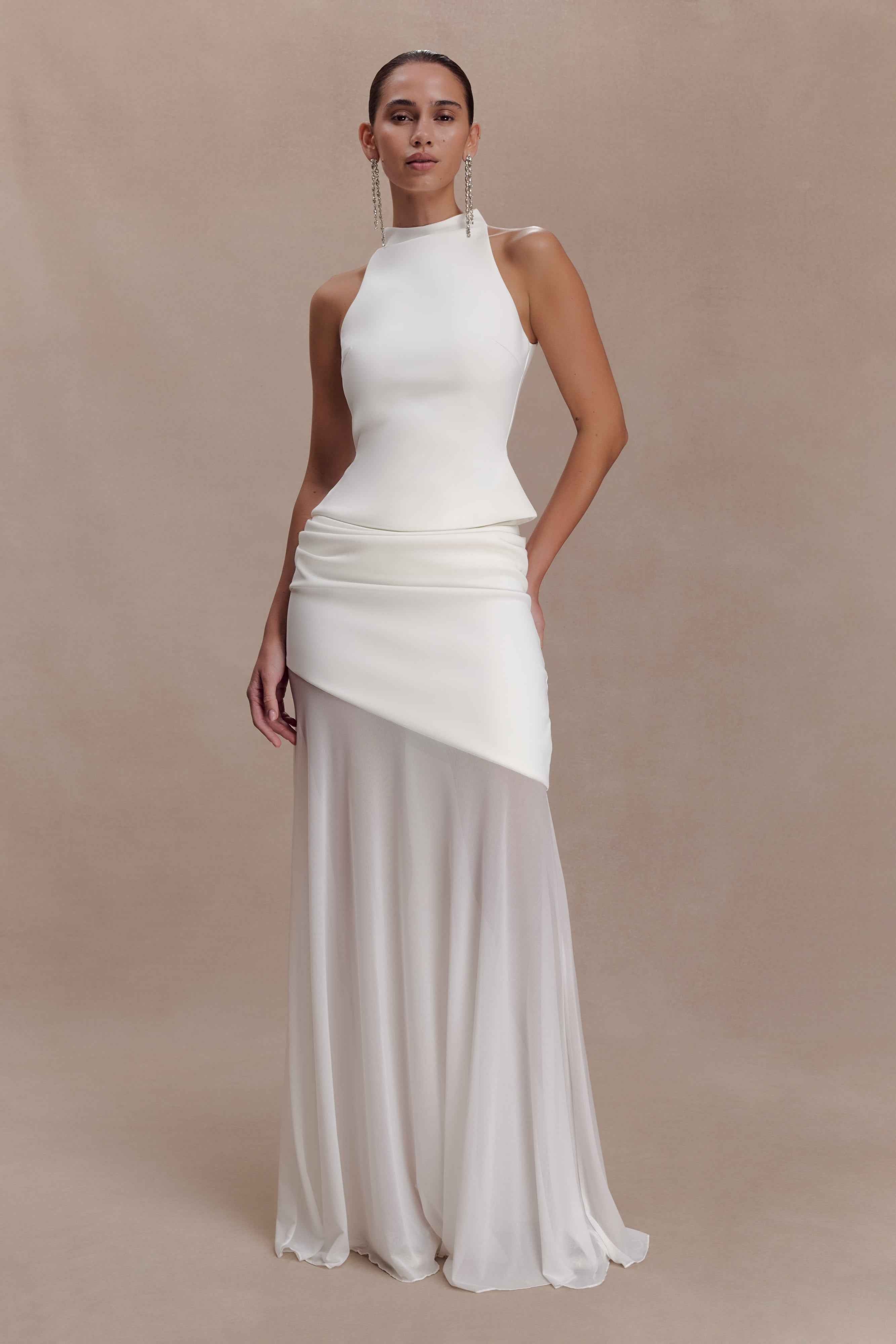 Portia White Scuba Sleeveless Top