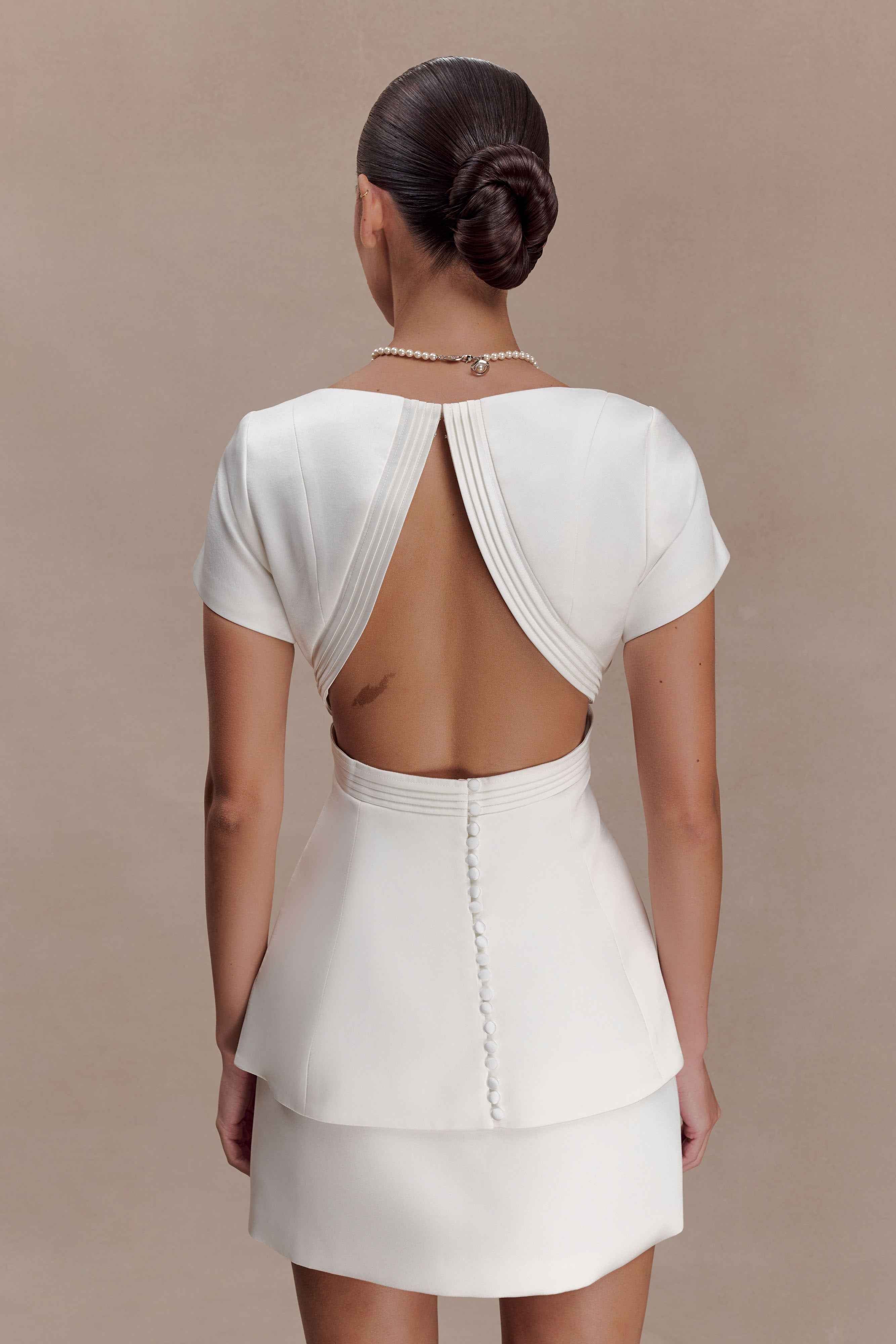 Adeline White Satin Short Sleeve Top