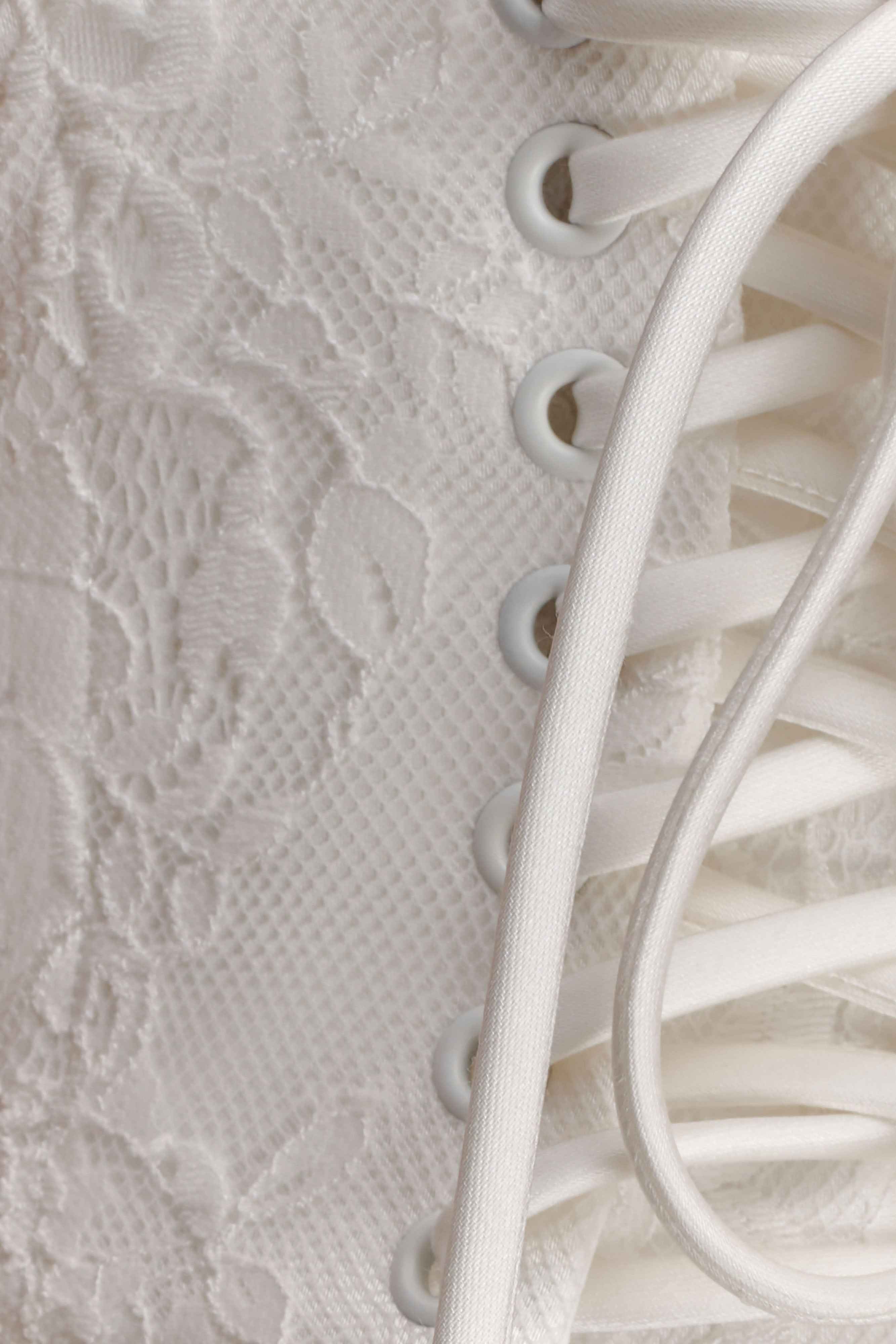 Camille Ivory Beaded Satin & Lace Corset Top