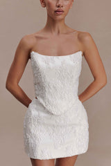 Camille Ivory Beaded Satin & Lace Corset Top